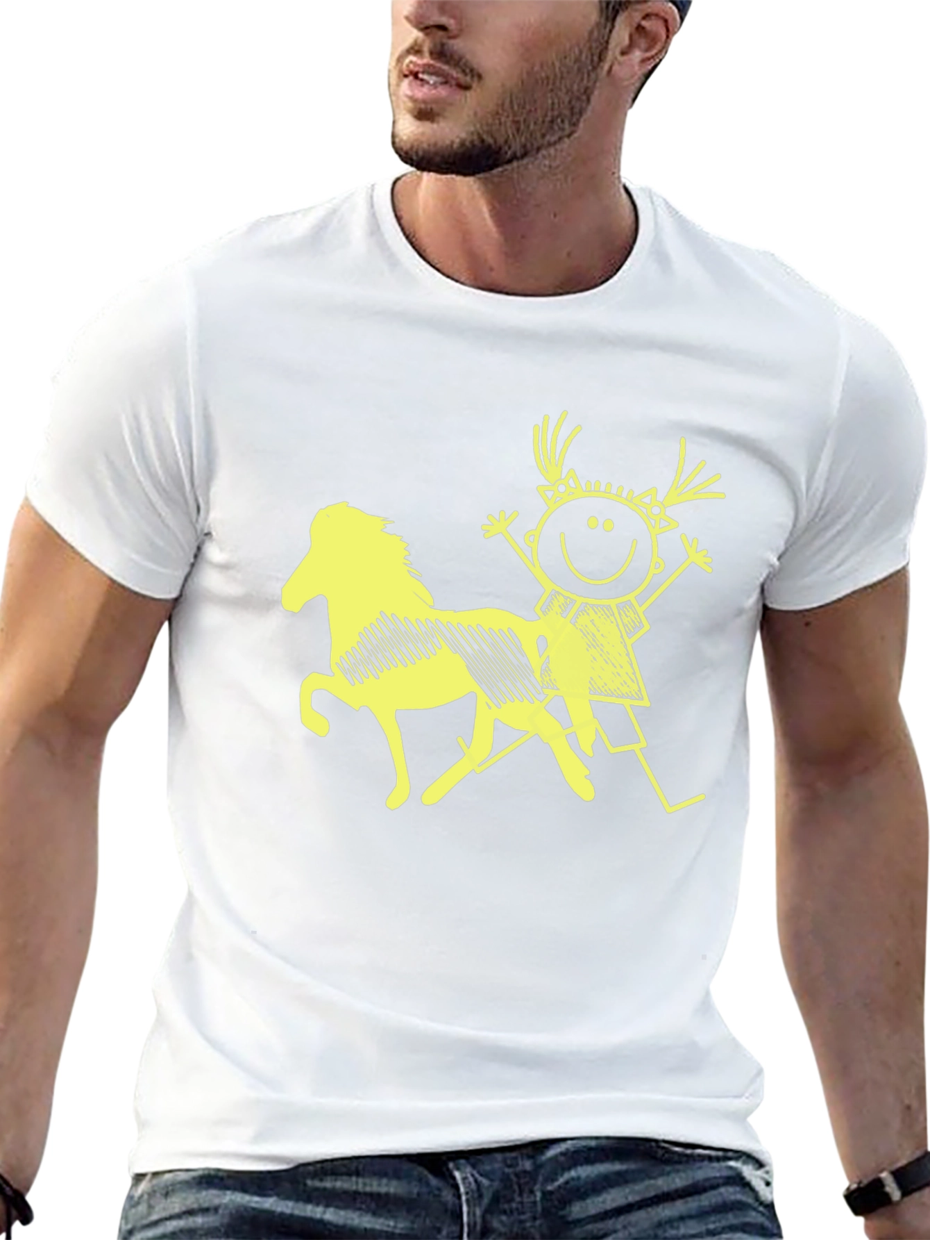 Black Tee w/ Girl Riding Horse Graphic