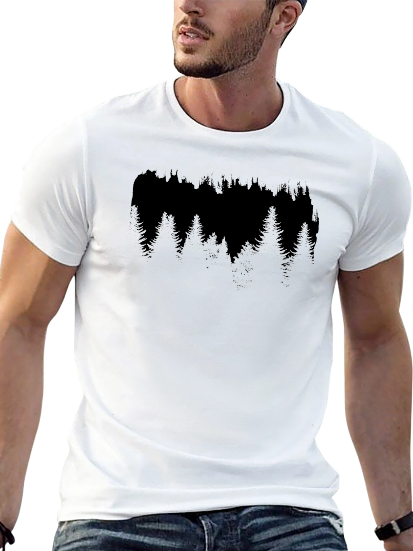 Mens Black Forest Tree Graphic T-Shirt