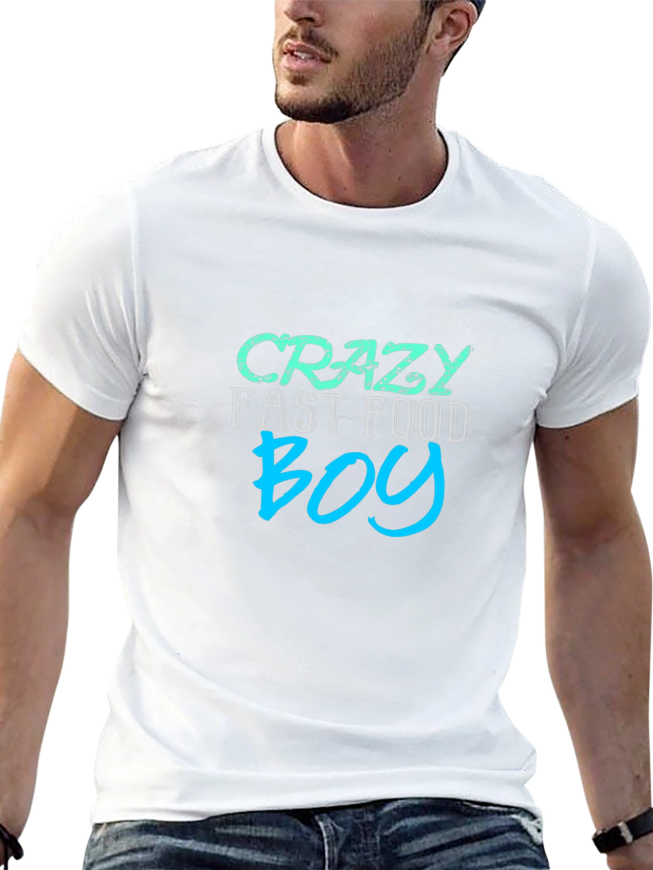 Crazy Fast Food Boy Black Graphic Tee