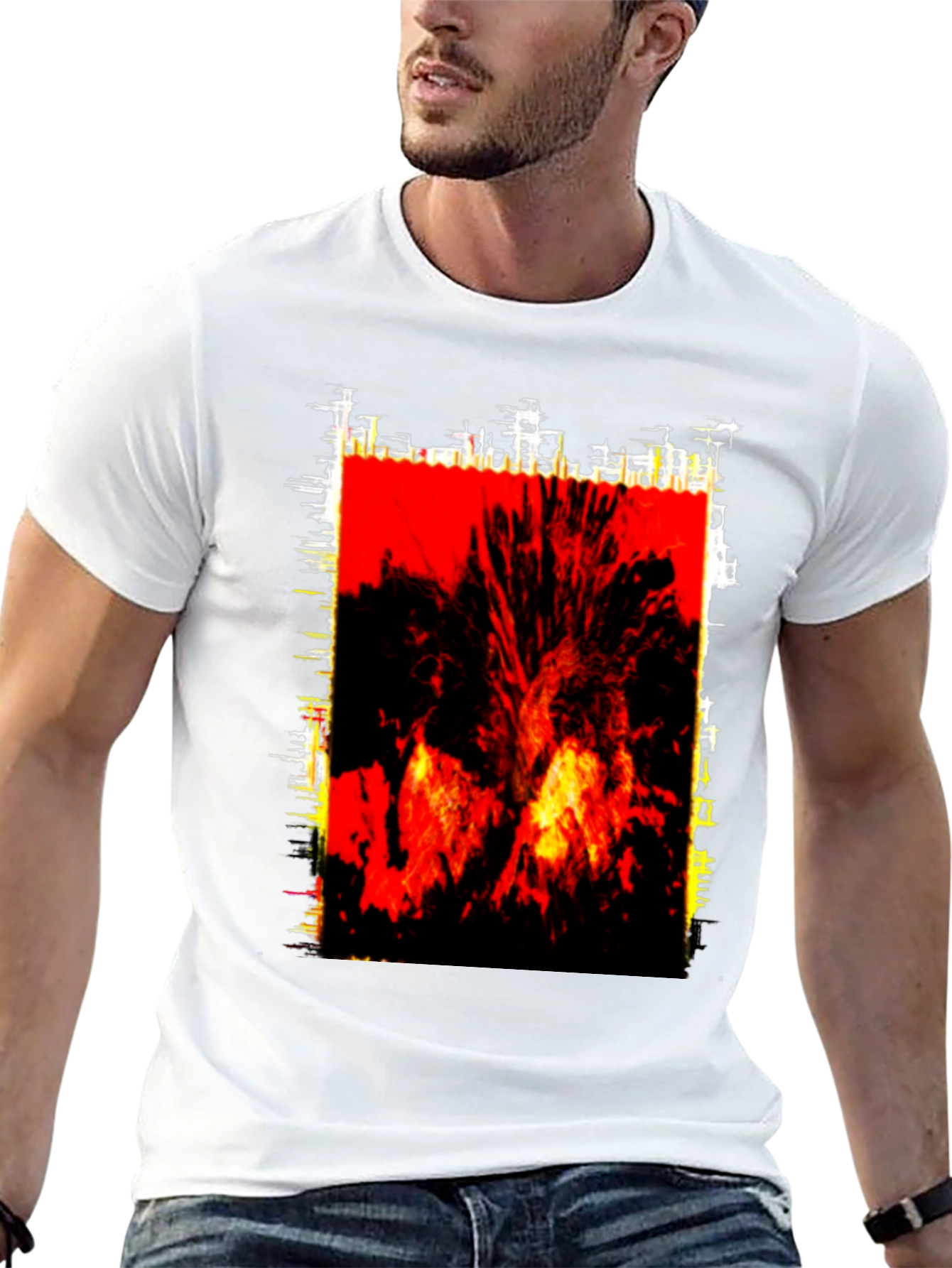 Fiery Graphic Print Black T-Shirt