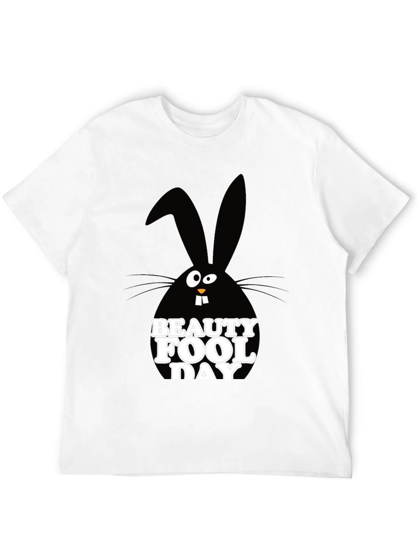 Beauty Fool Day Black T-Shirt with Rabbit Design