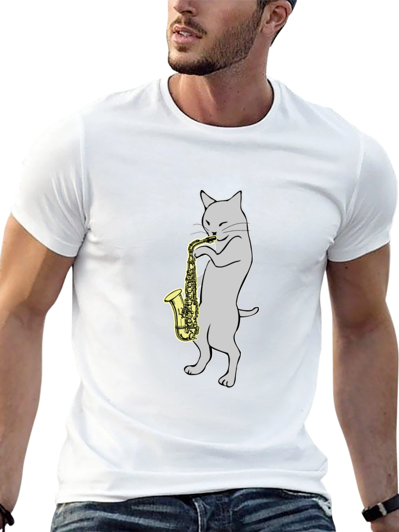Cat Playing Saxophone T-Shirt