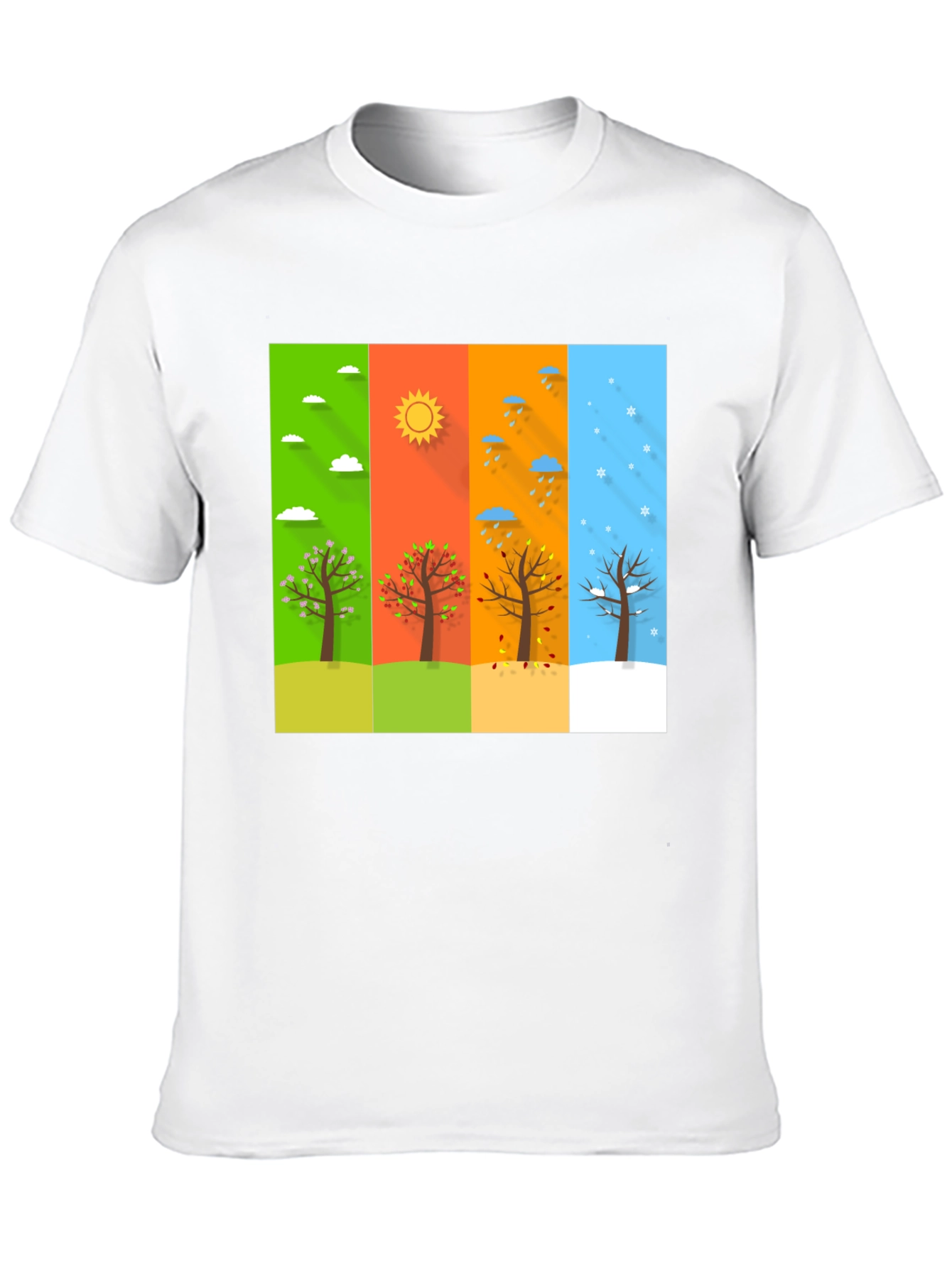 Seasons Tree Graphic Tee - Black Cotton T-Shirt