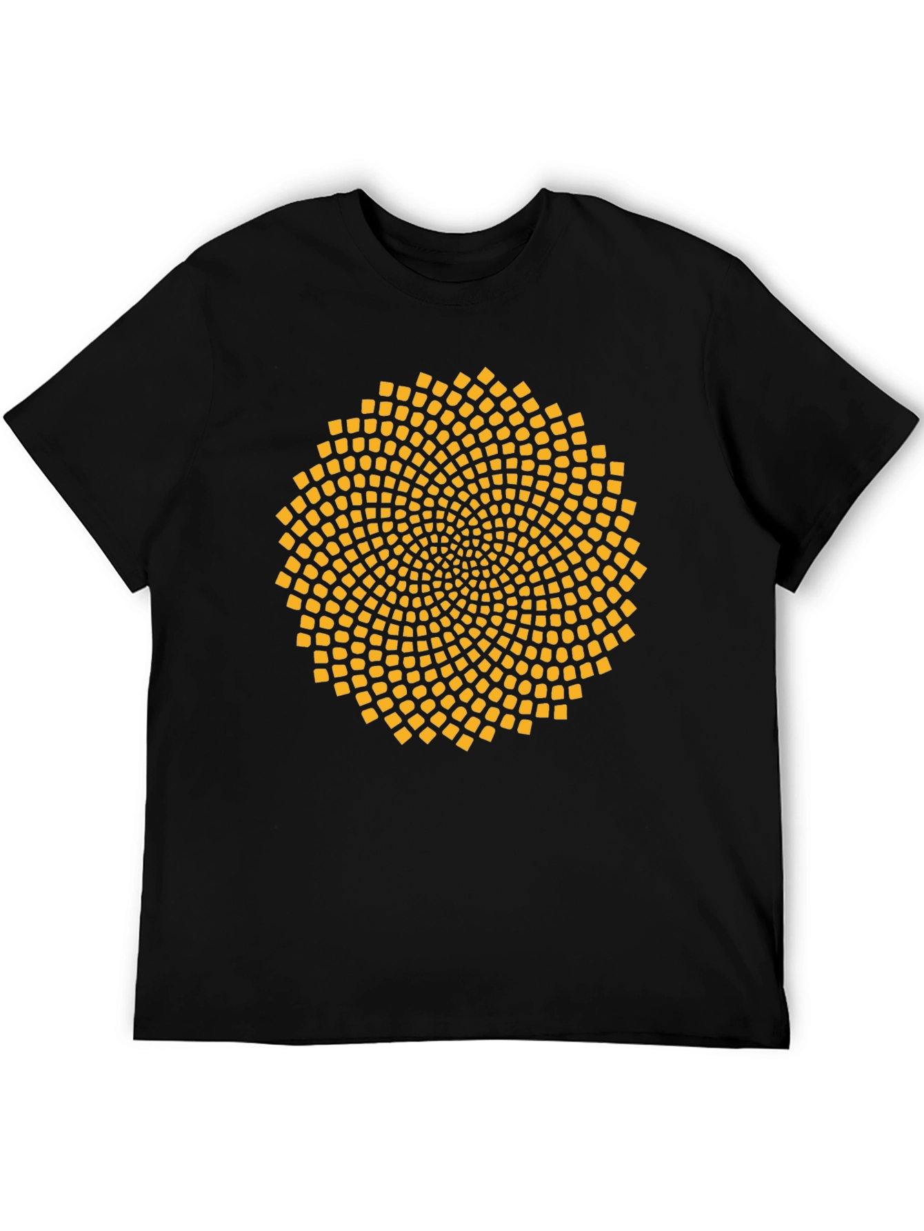 Geometric Sunflower Graphic Tee - Black