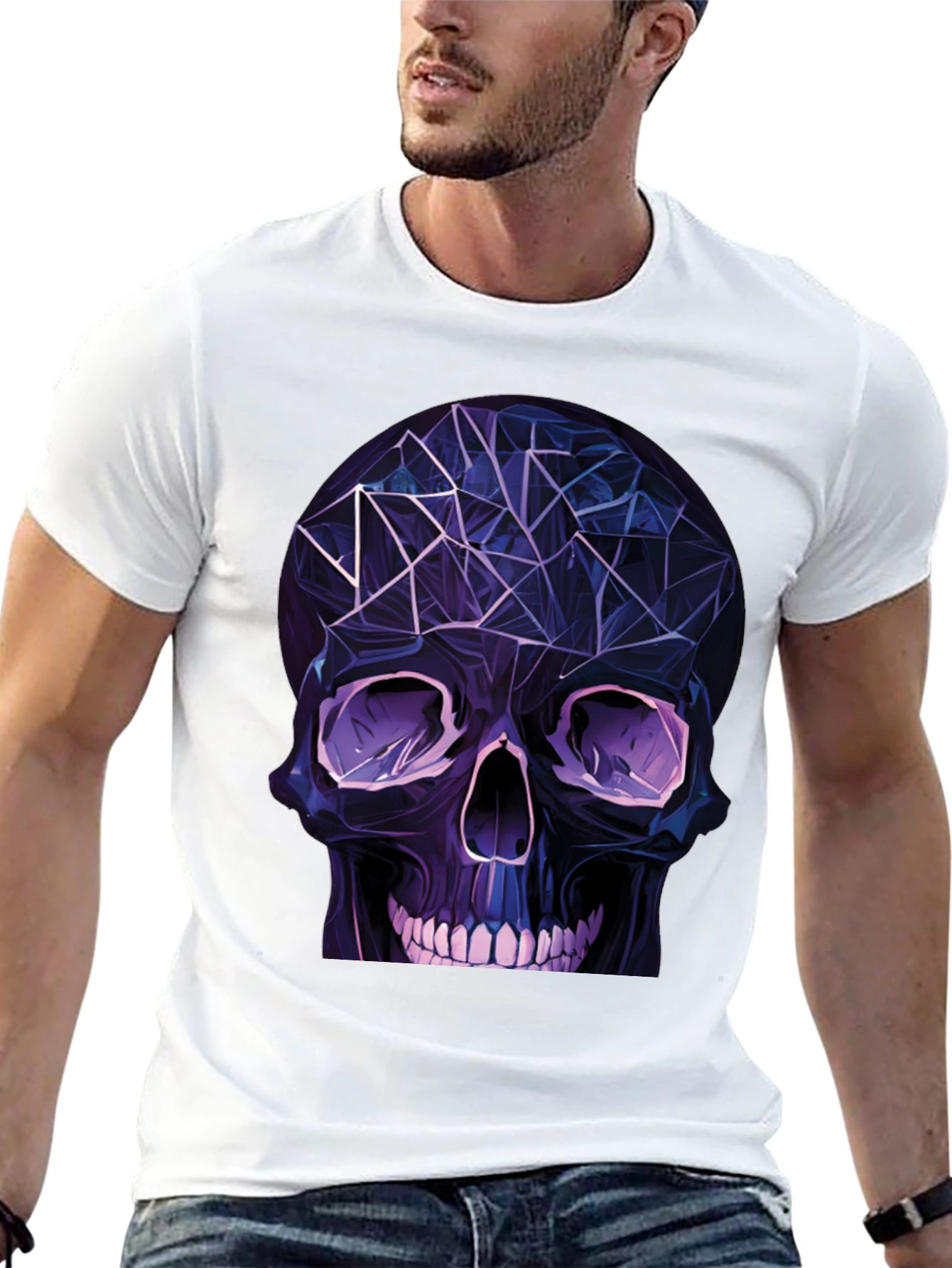 Geometric Skull Graphic T-Shirt - Edgy Fashion