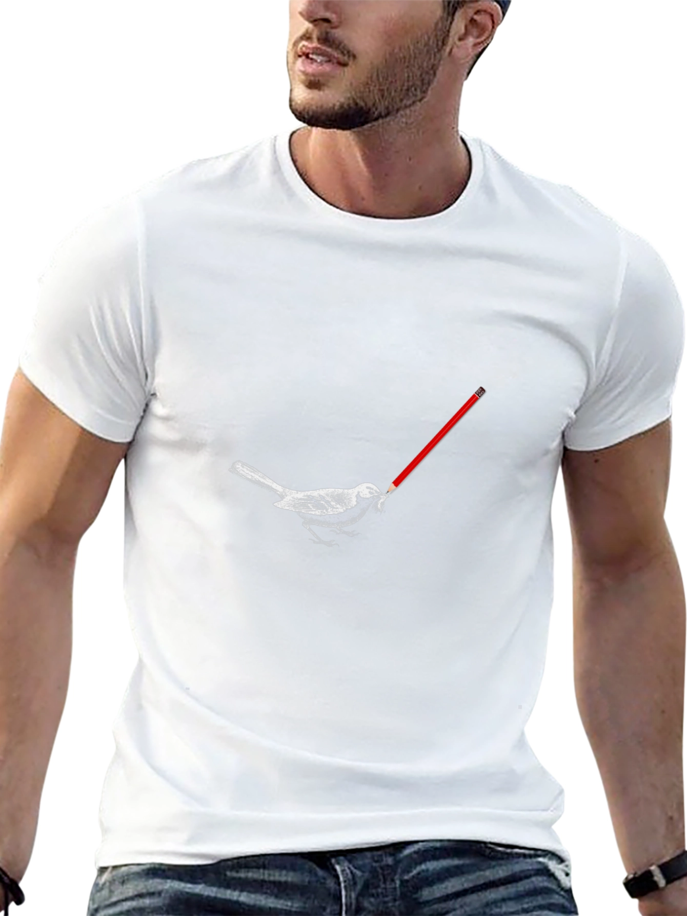 Bird with Pencil Graphic Tee