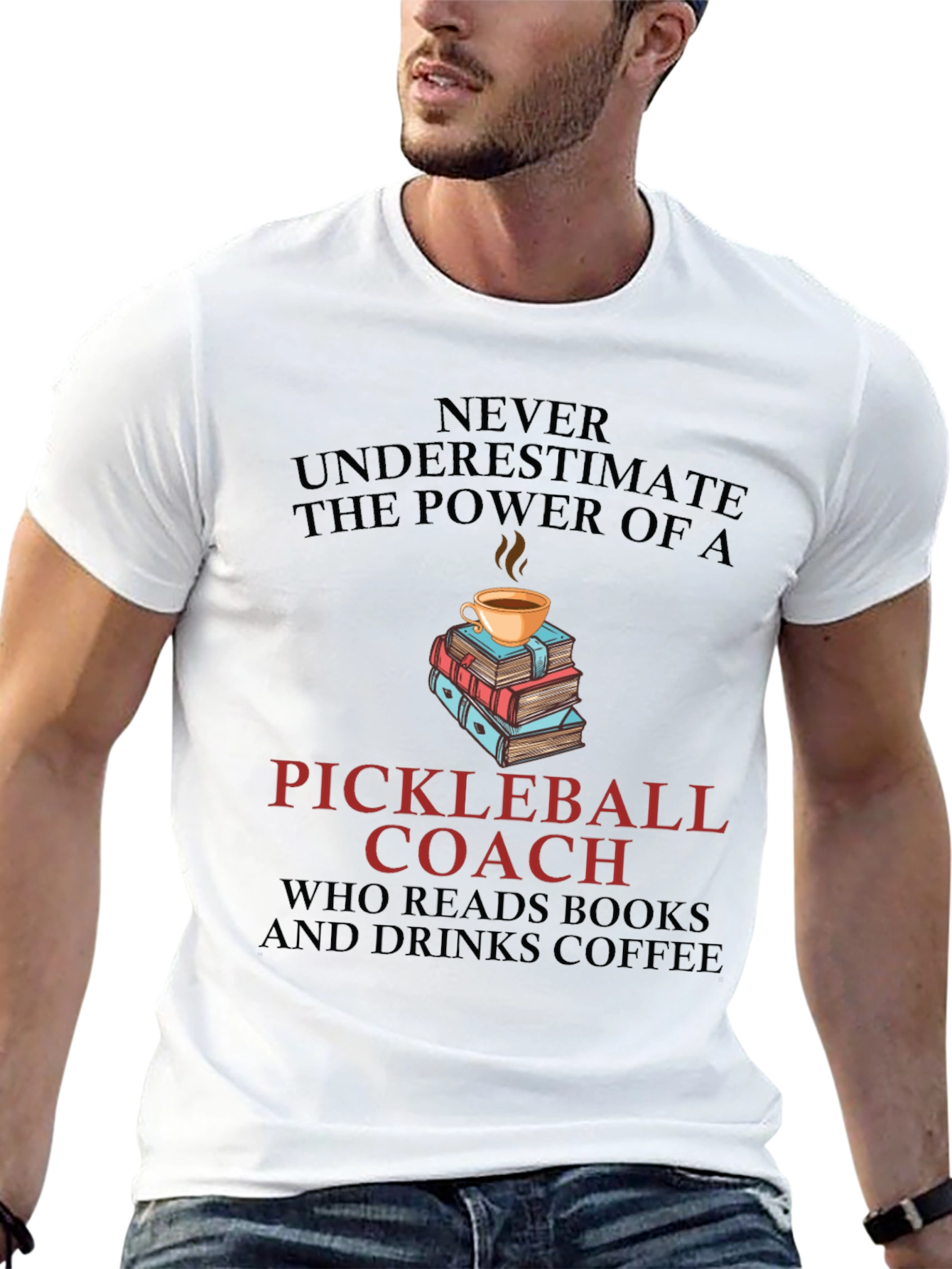 Pickleball Coach Coffee & Books T-Shirt