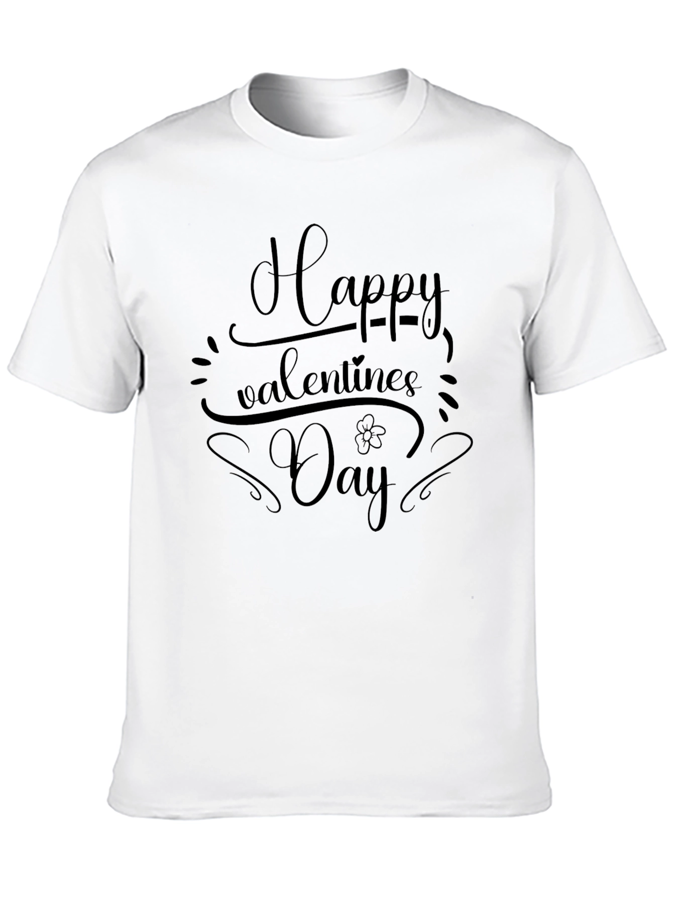 Happy Valentines Day Black Graphic T-Shirt
