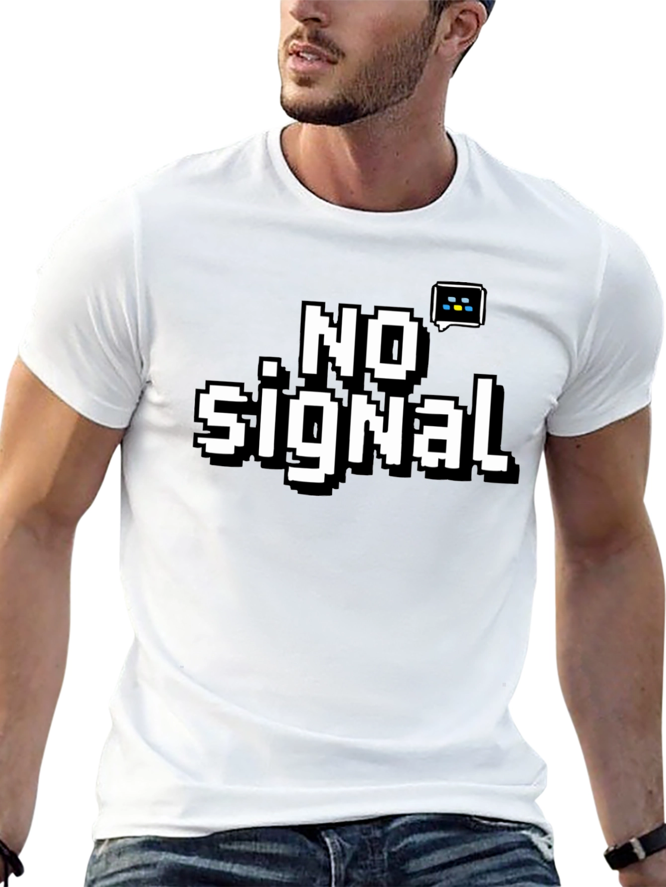 Pixelated No Signal Black T-Shirt