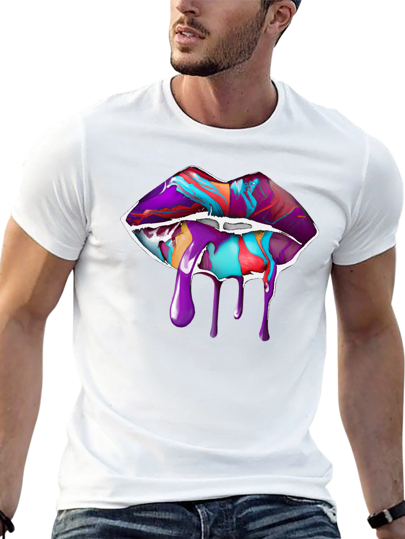 Paint Drip Lips Graphic Tee - Black