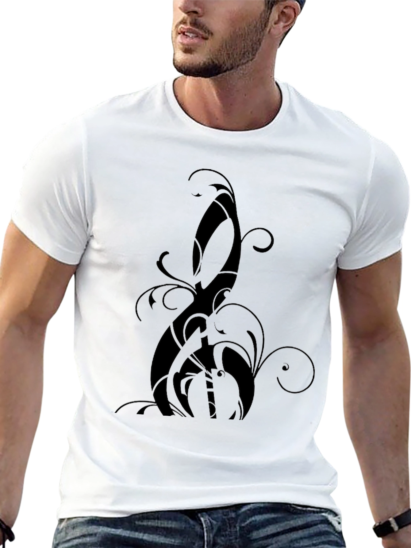 Black Graphic Tee: Abstract Swirl Design