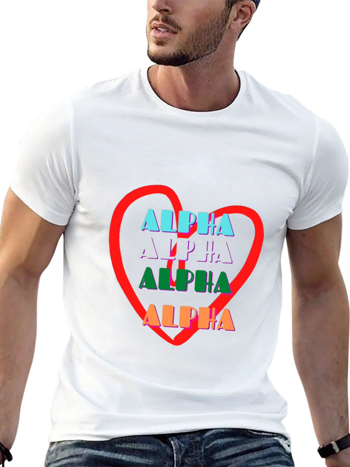 Alpha Heart Graphic Print Black Tee Shirt