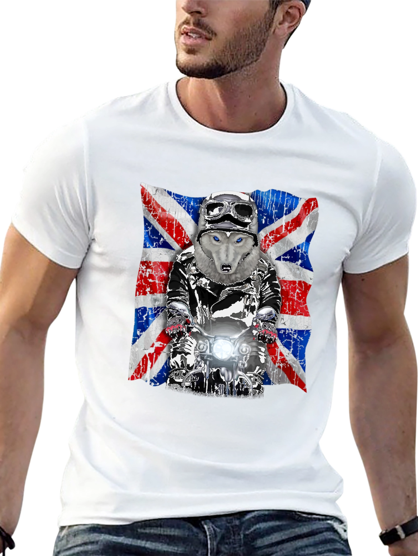 Wolf Rider Union Jack Graphic T-Shirt
