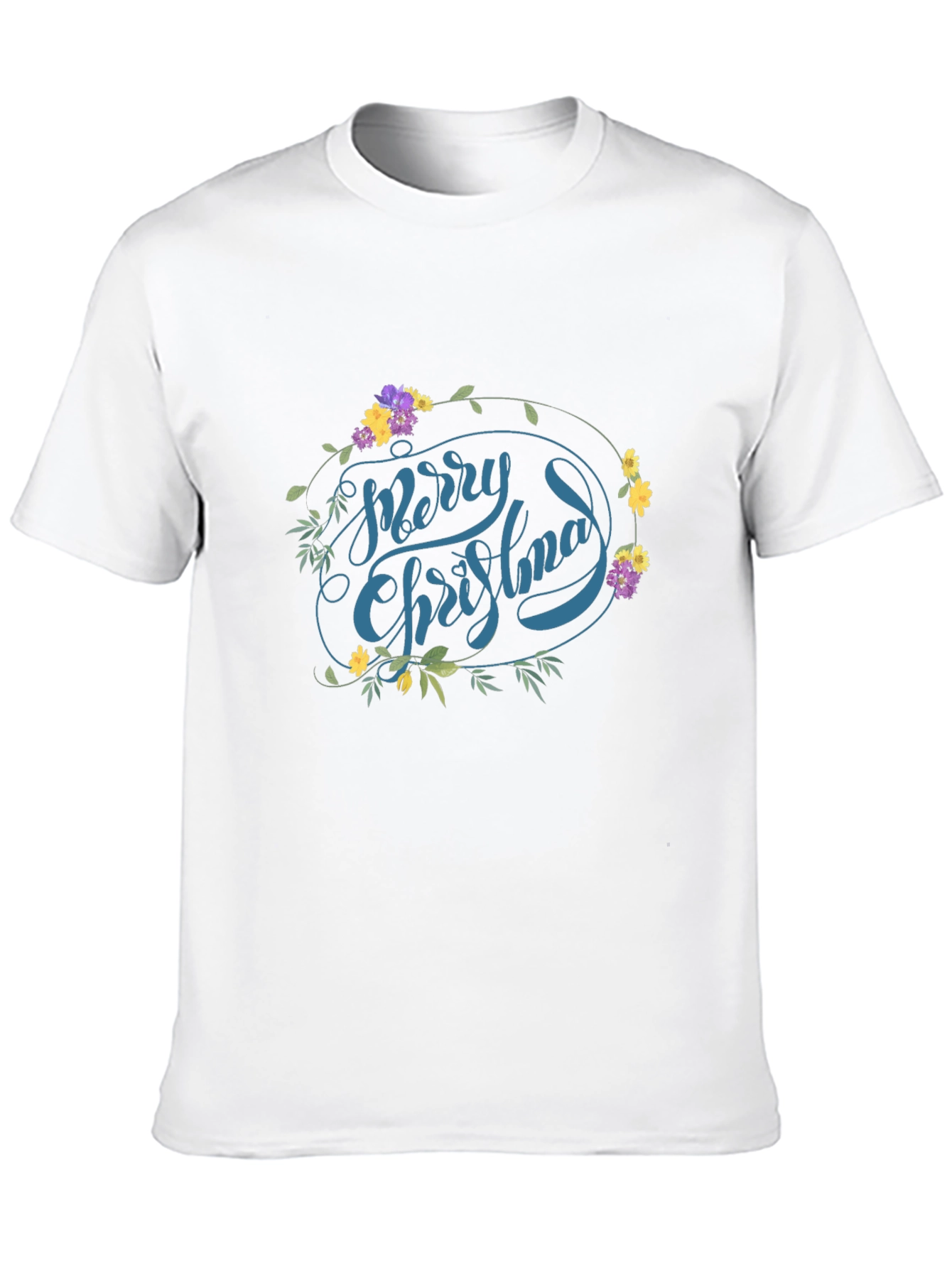 Festive Floral Merry Christmas Graphic Tee