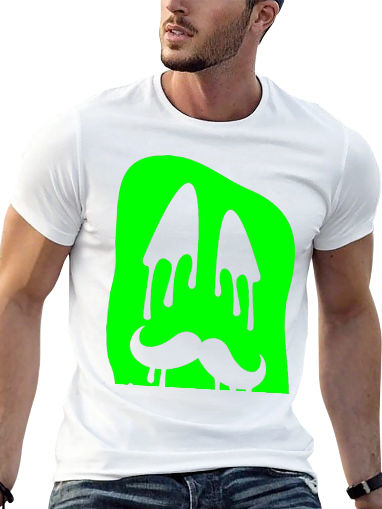 Green Slime Monster Face Graphic T-Shirt