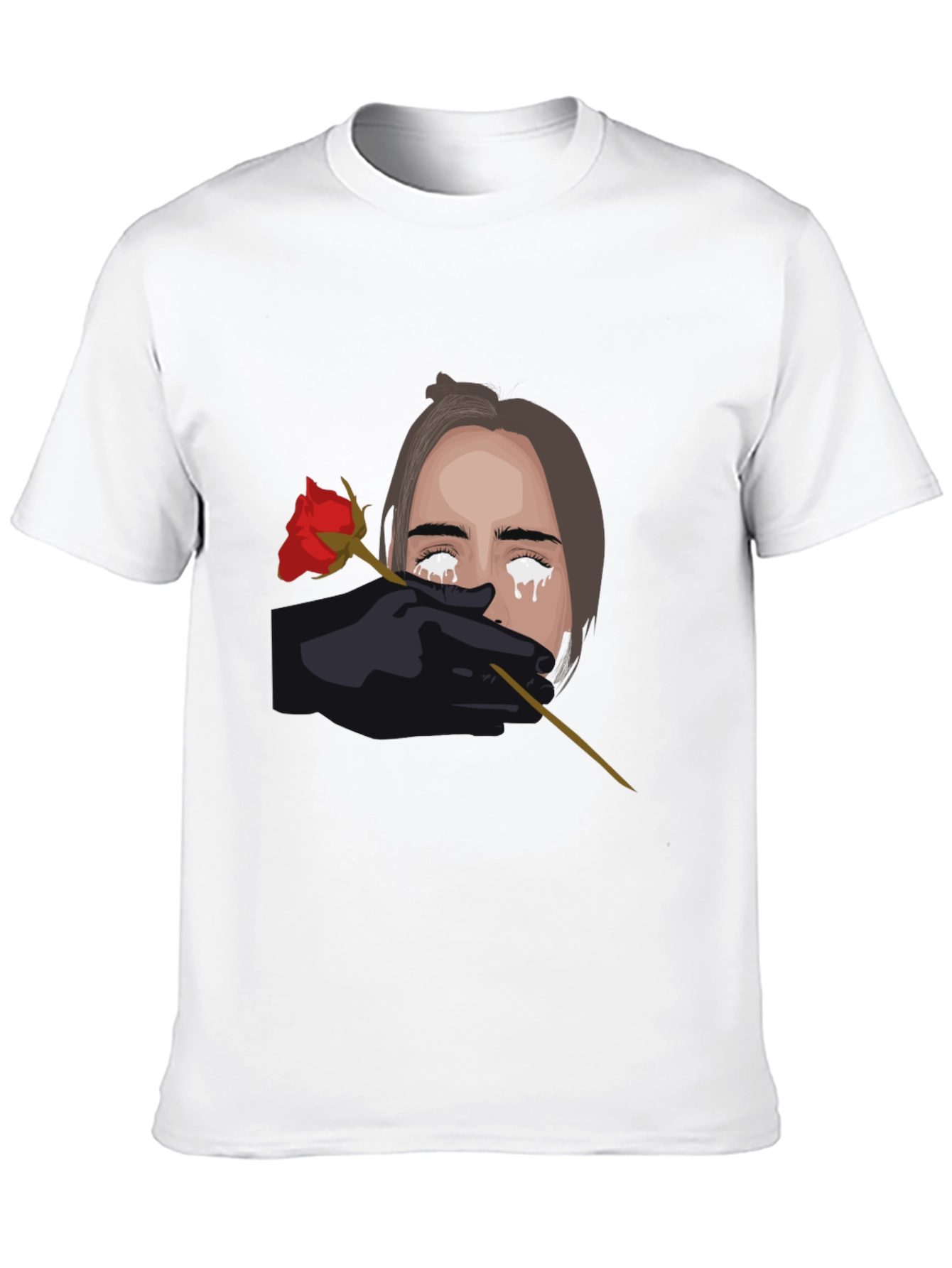 Tearful Rose Graphic Black T-Shirt