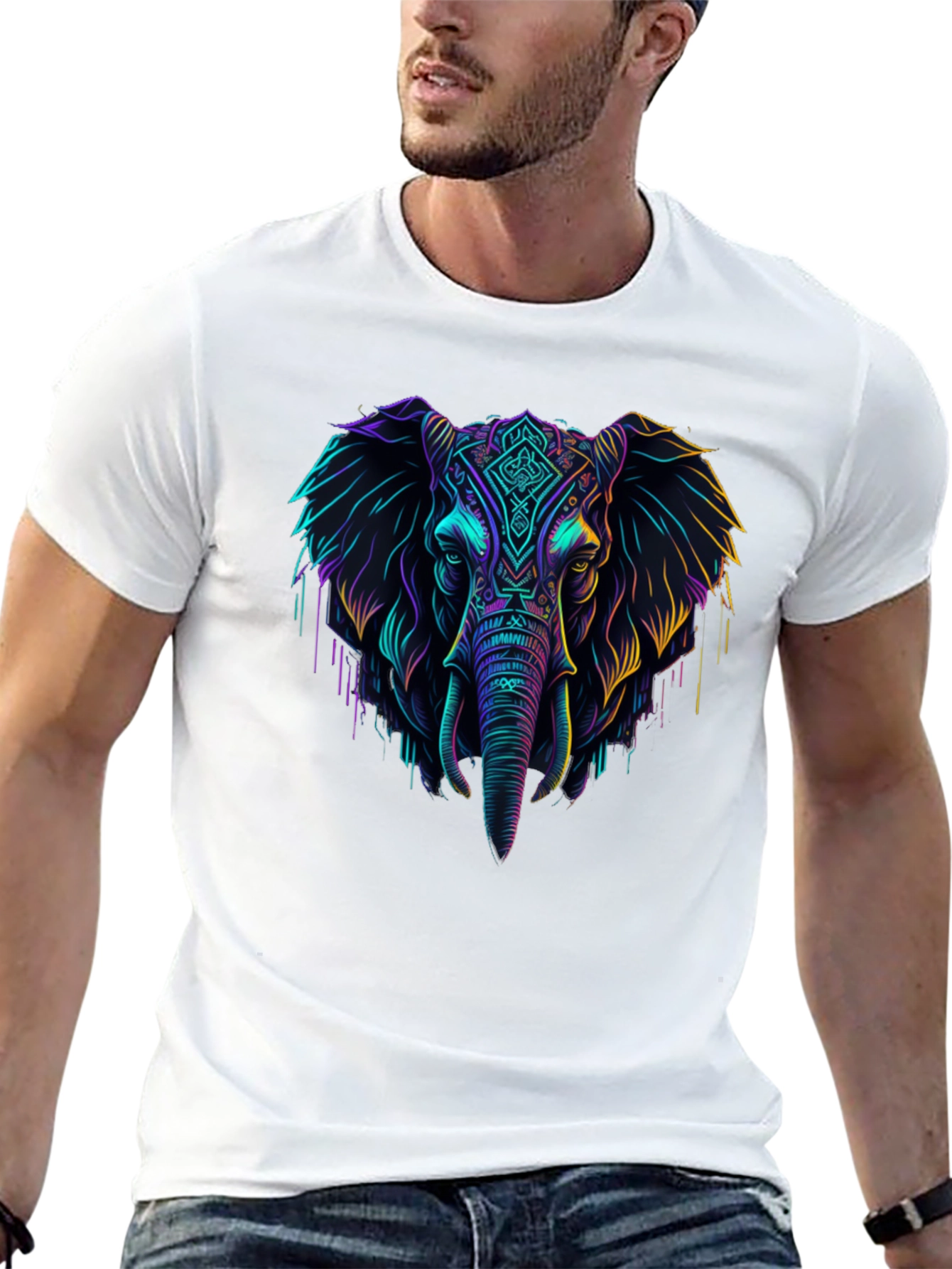 Neon Elephant Graphic Tee - Cool Style