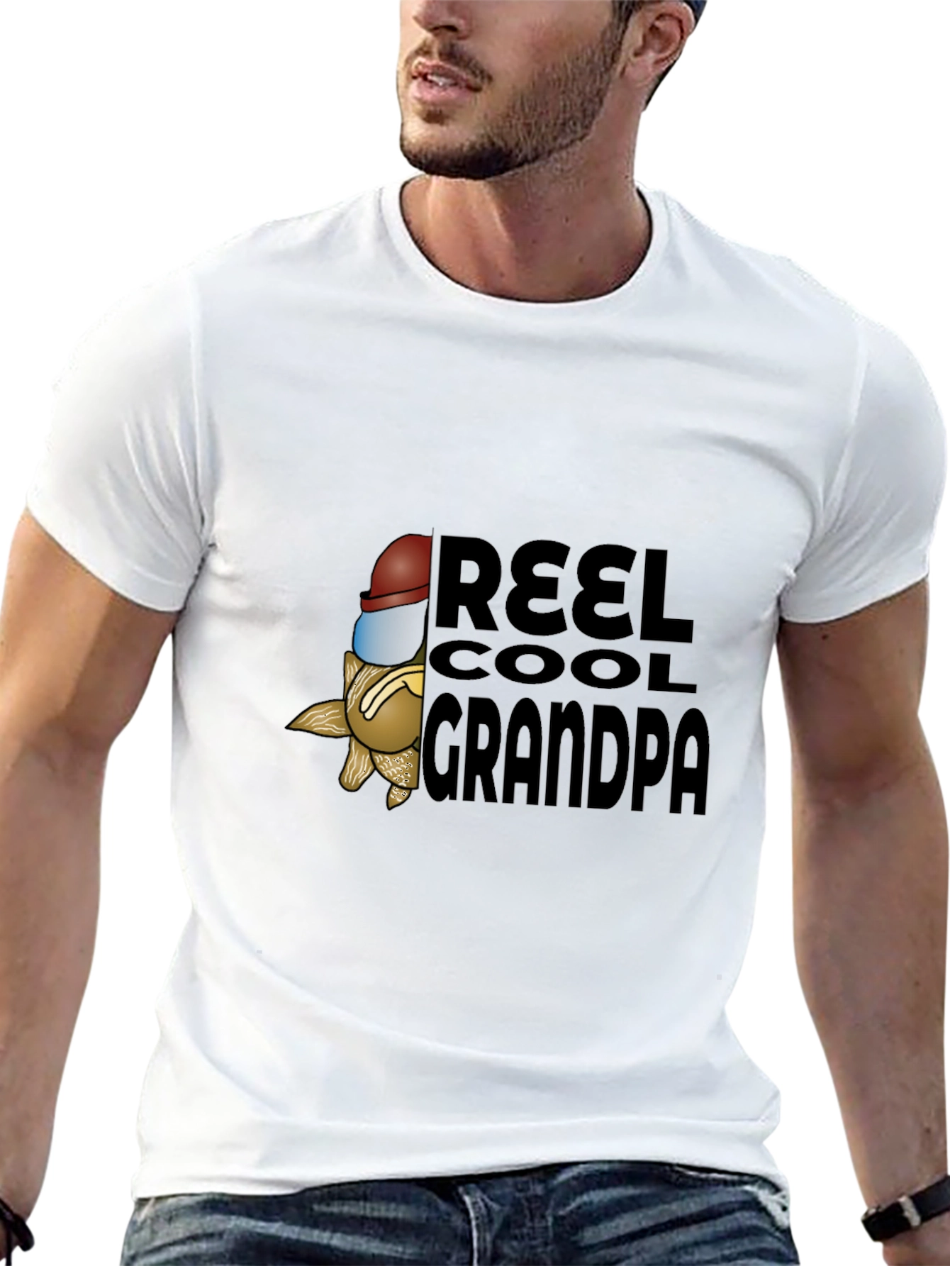 Reel Cool Grandpa Black T-Shirt