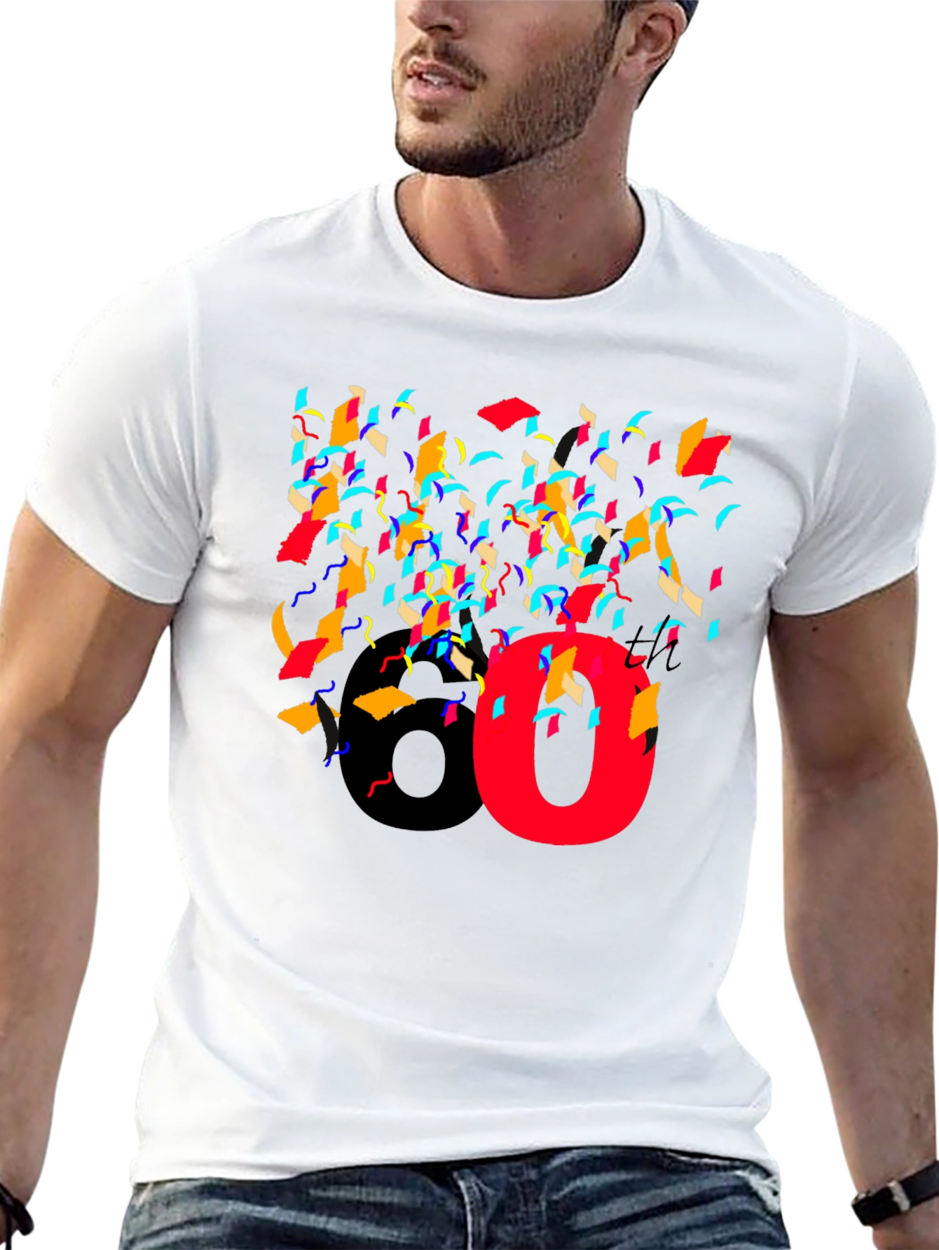 Festive Celebration T-Shirt - 80 and Confetti