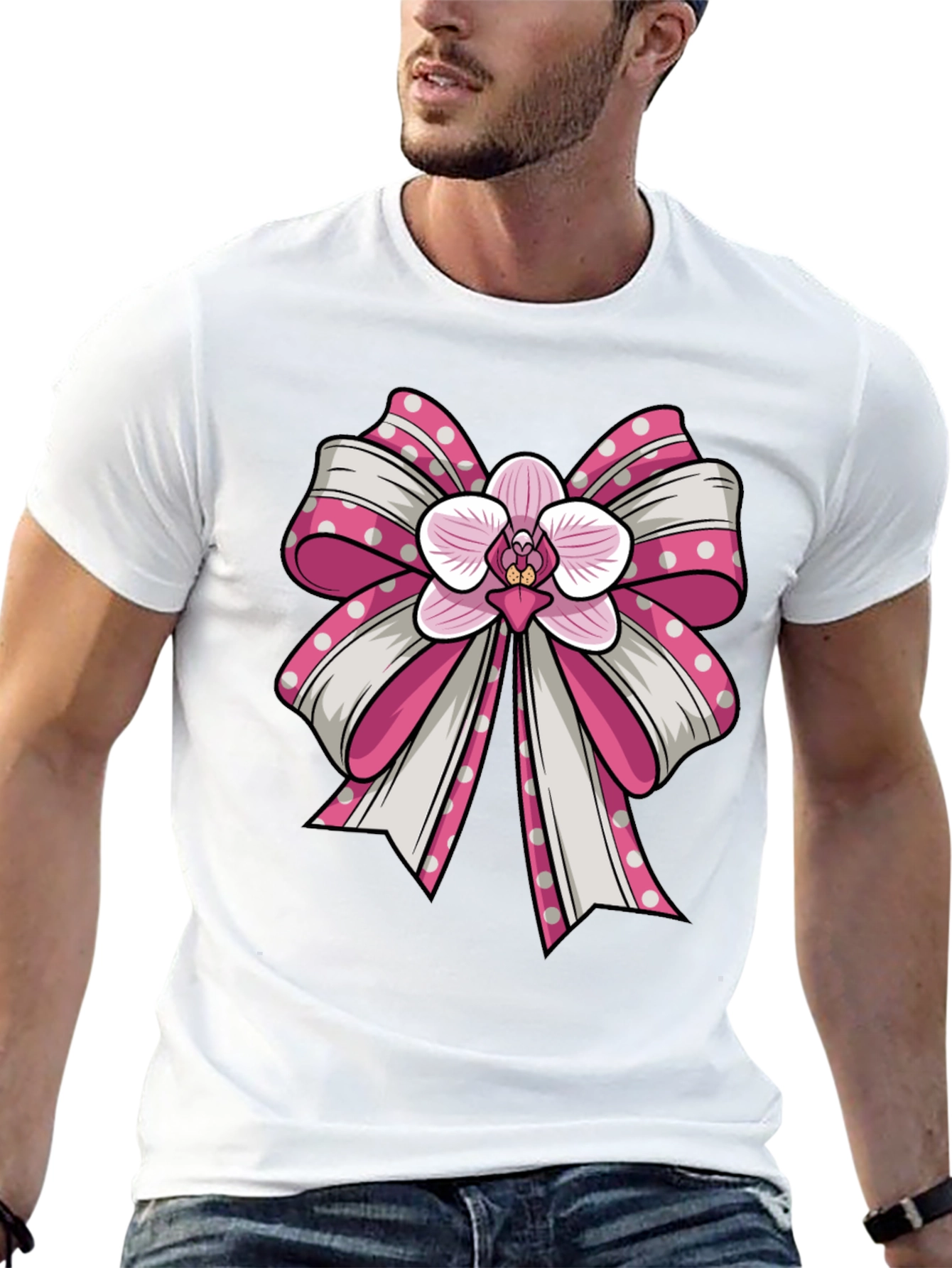 Orchid Bow Graphic Tee - Stylish Unisex T-Shirt