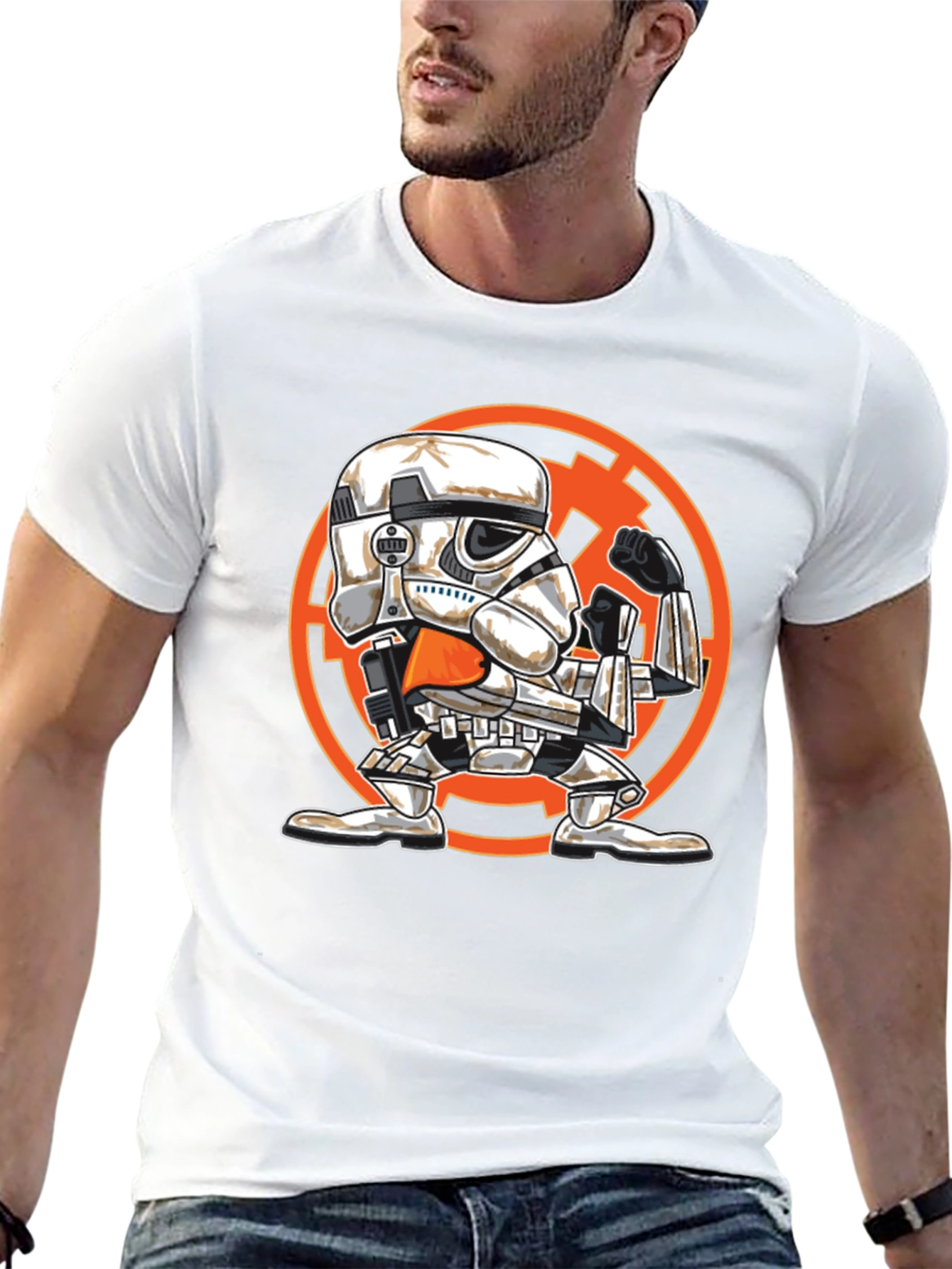 Stormtrooper Cartoon Graphic T-Shirt - Black