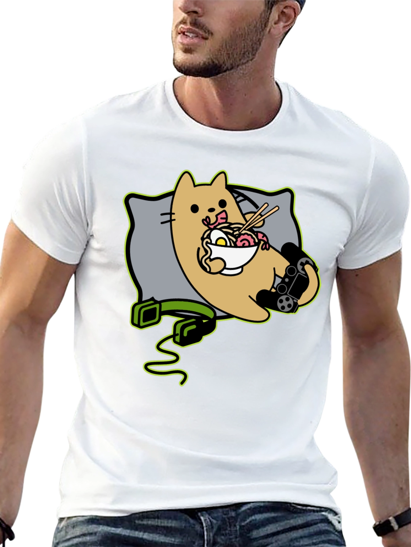 Gamer Cat Ramen T-Shirt