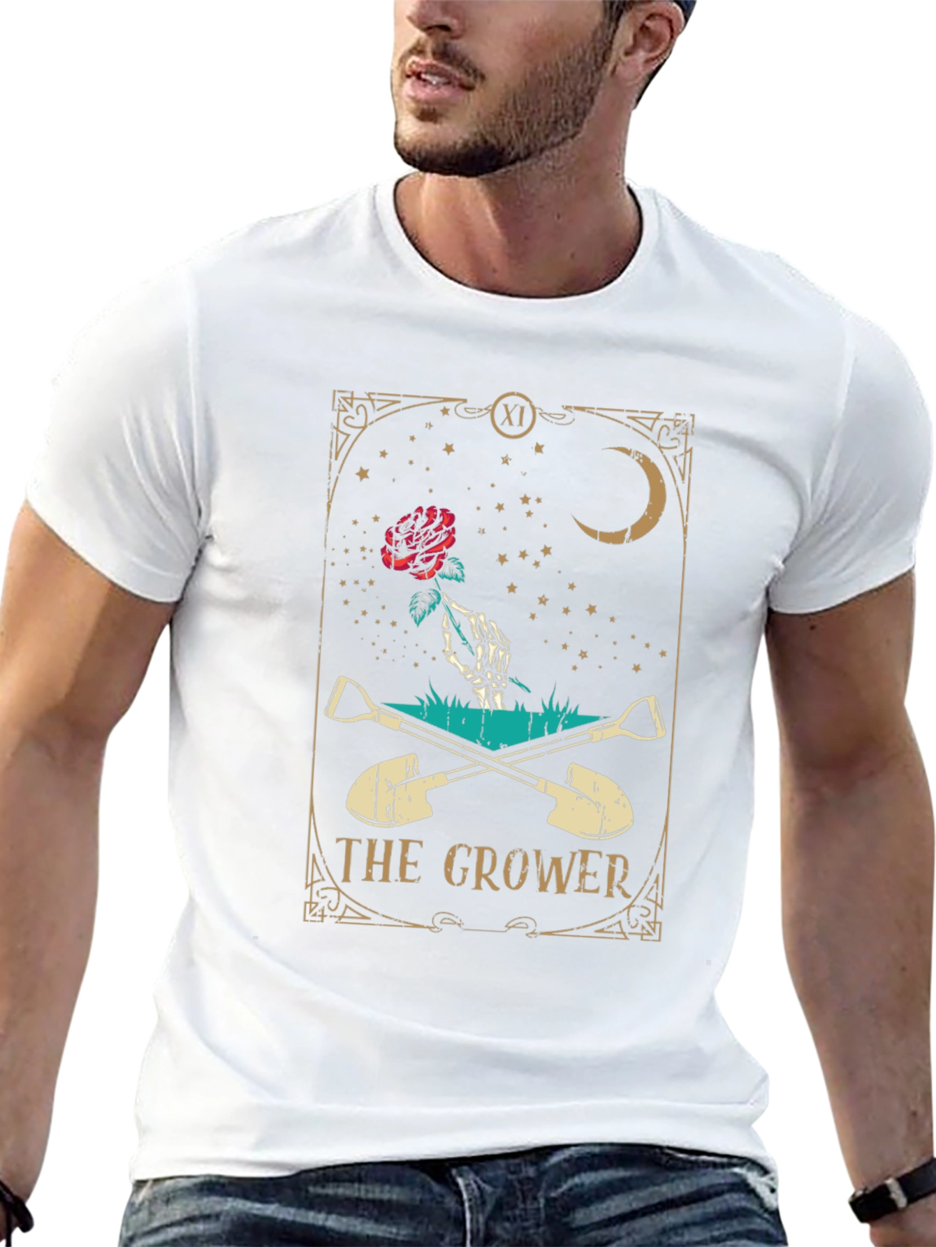 The Grower Tarot Card Black T-Shirt
