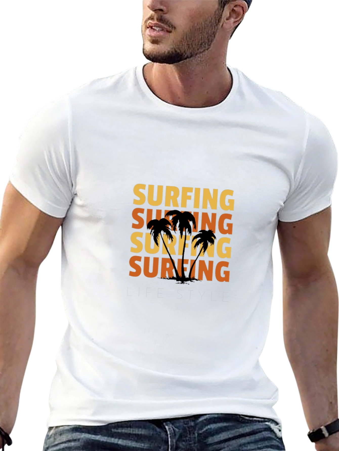 Surfing Lifestyle Graphic T-Shirt - Black