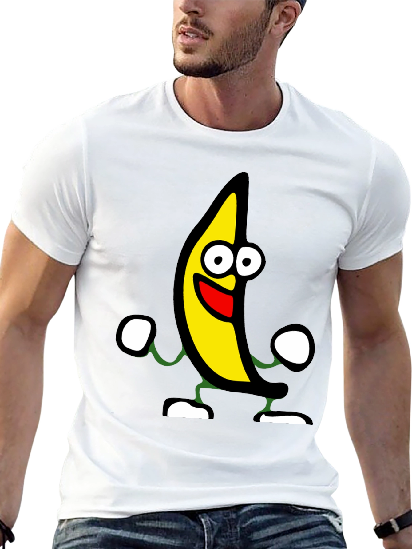 Funny Banana Cartoon Graphic Black T-Shirt