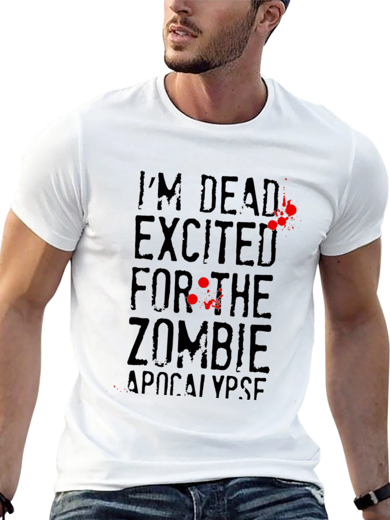 Zombie Apocalypse T-Shirt Im Dead Excited Black Tee