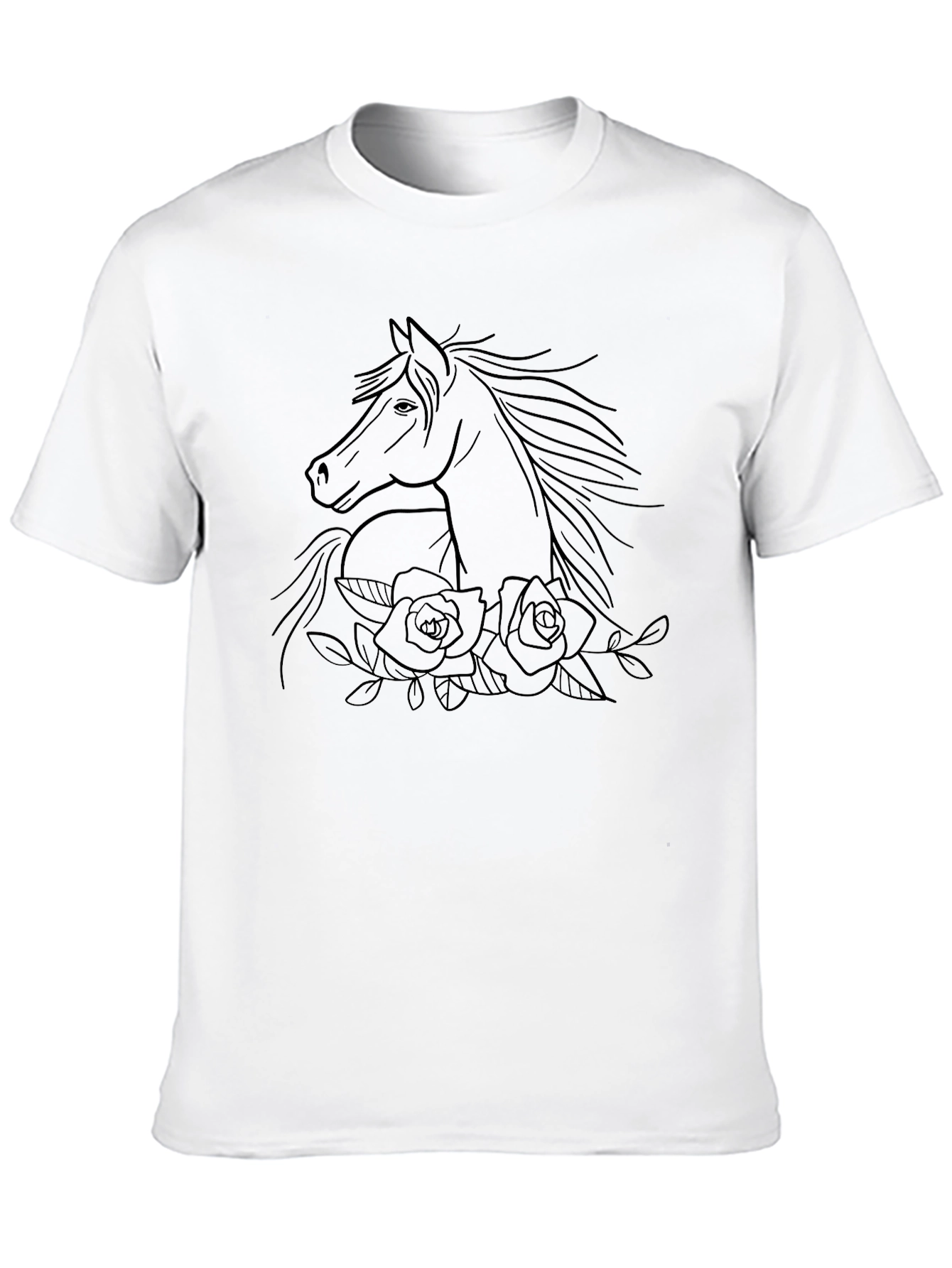 Horse & Roses Graphic Black T-Shirt