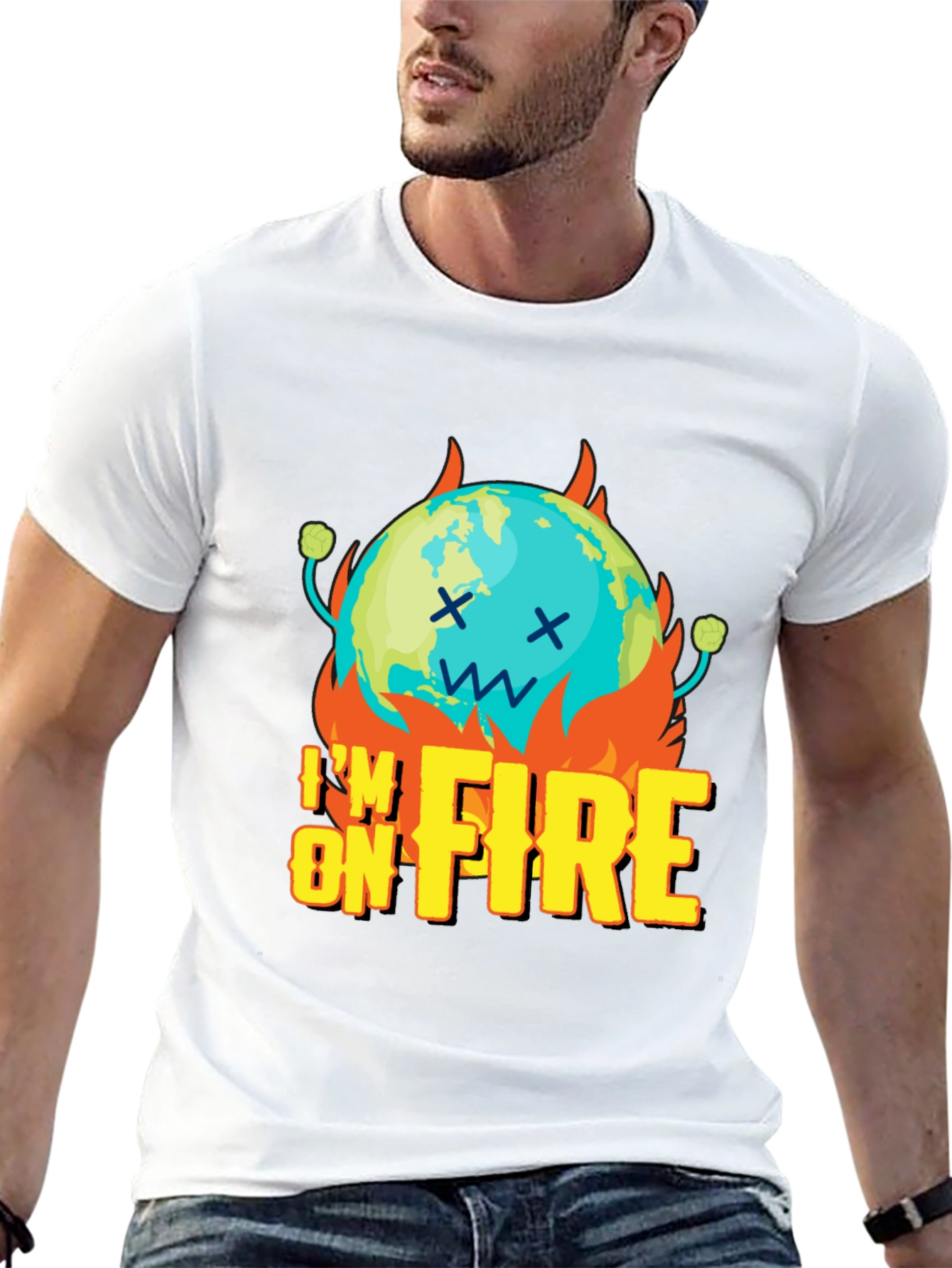 Im On Fire Graphic Print Black T-Shirt