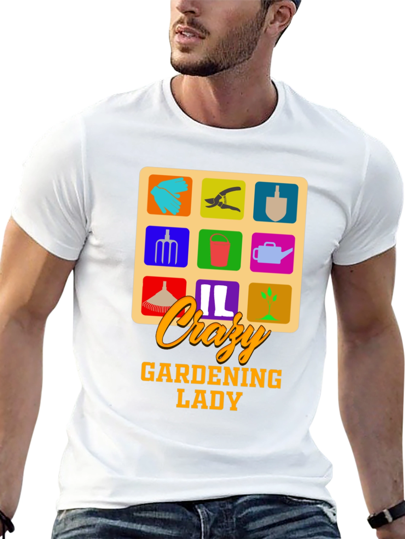 Crazy Gardening Lady T-Shirt - Black
