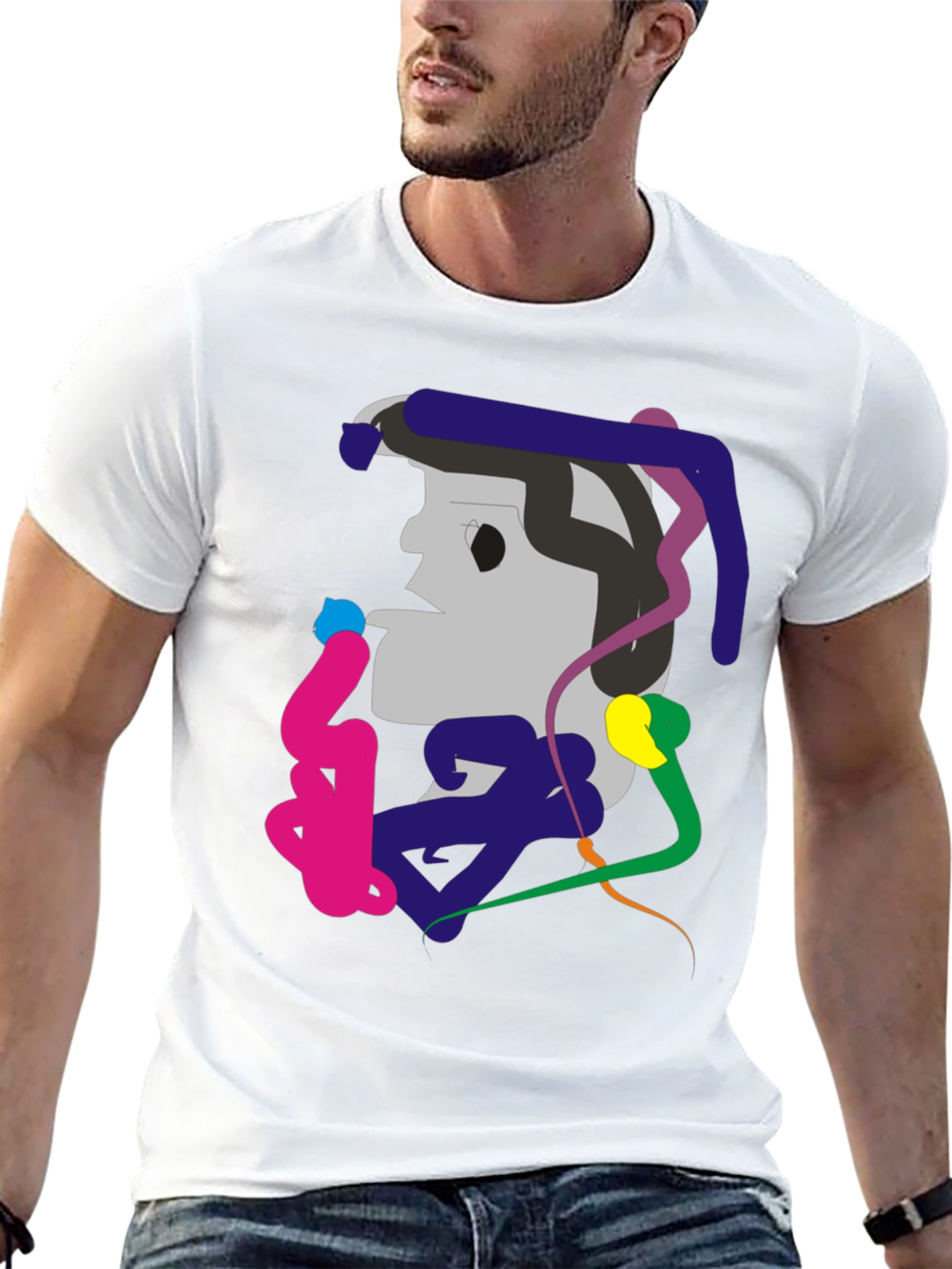 Abstract Graphic Print Black Tee