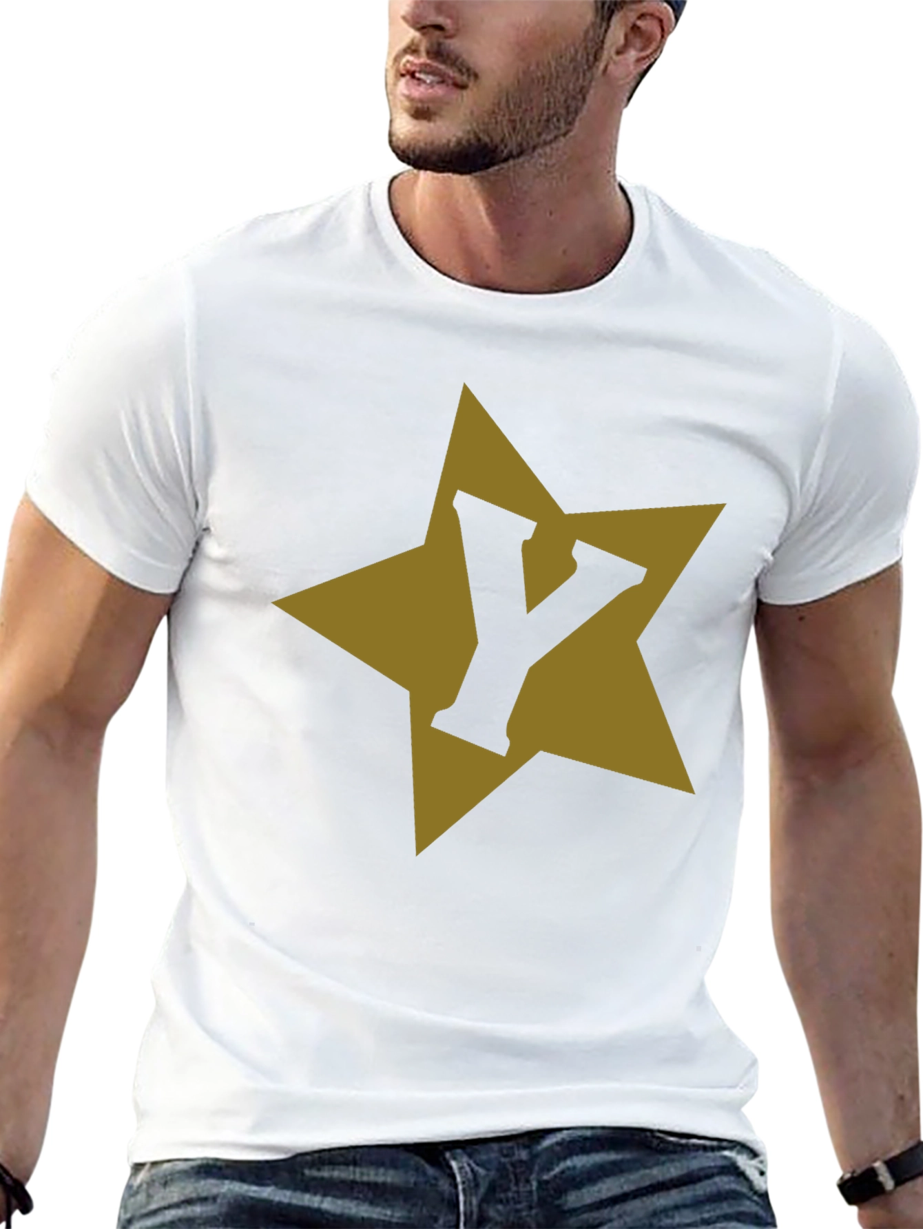 Letter Y Star Graphic Black T-Shirt