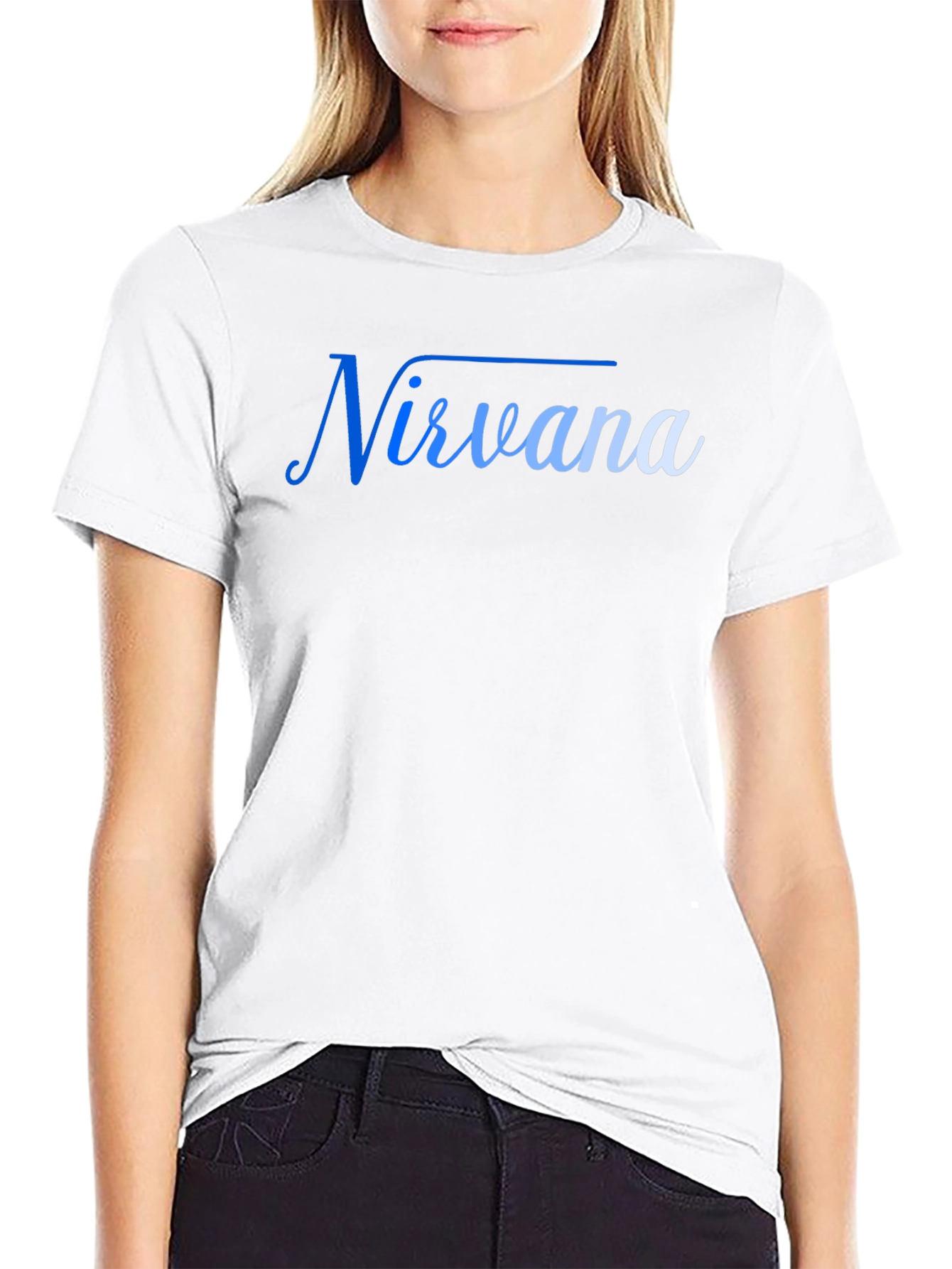 Nirvana Blue Gradient Mens Black T-Shirt