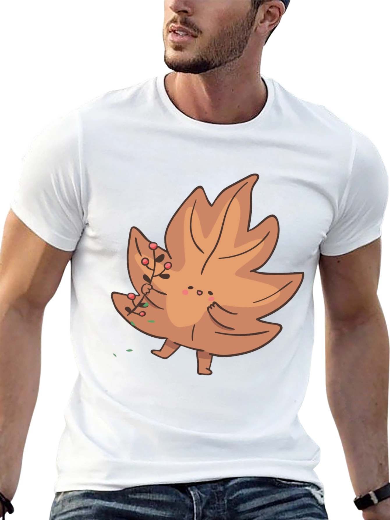 Cartoon Leaf Graphic Tee - Unique Autumn Style