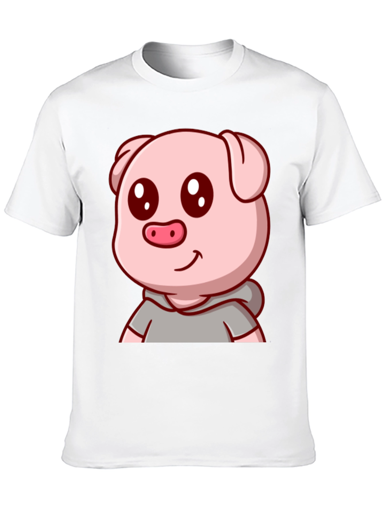 Cute Pig Cartoon Graphic Tee - Unisex Black T-Shirt