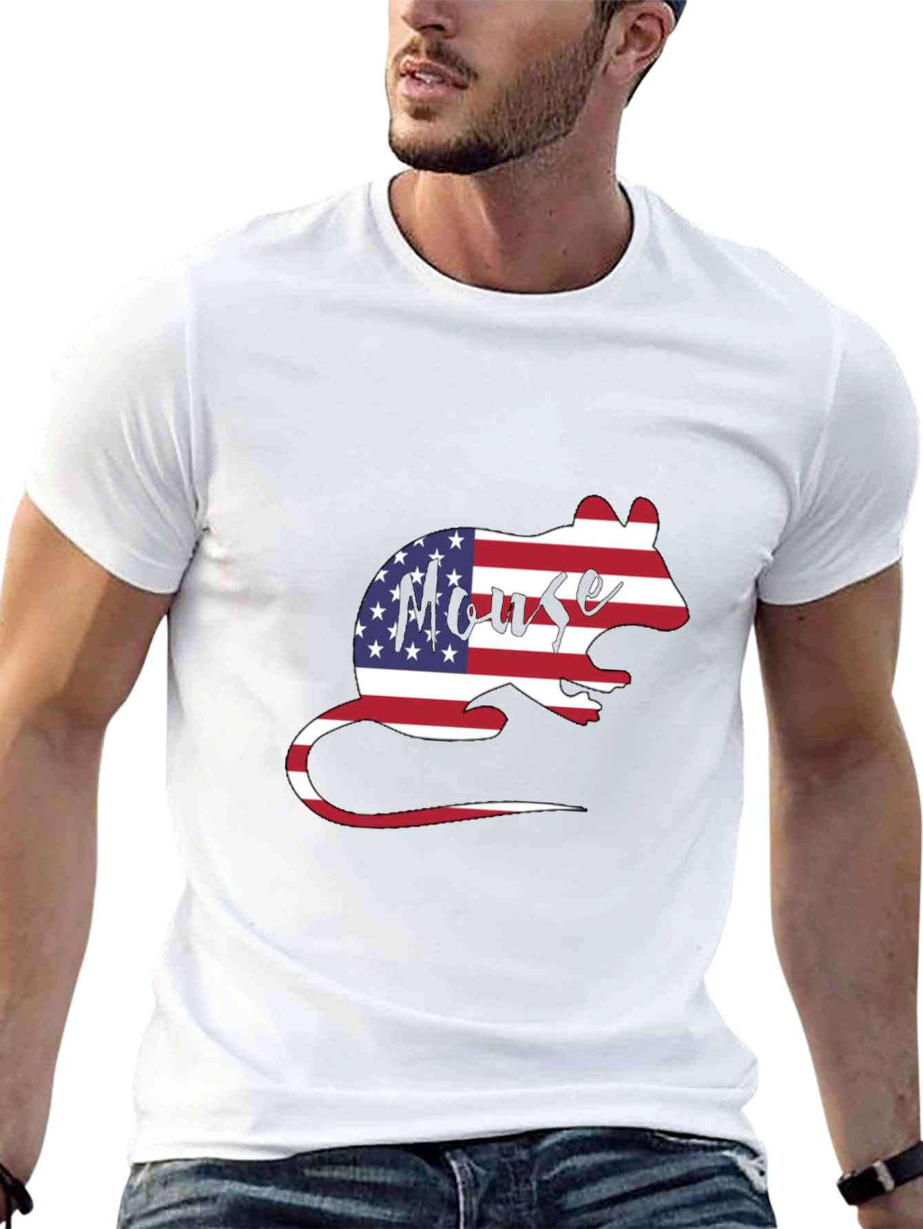 American Flag Mouse Graphic T-Shirt