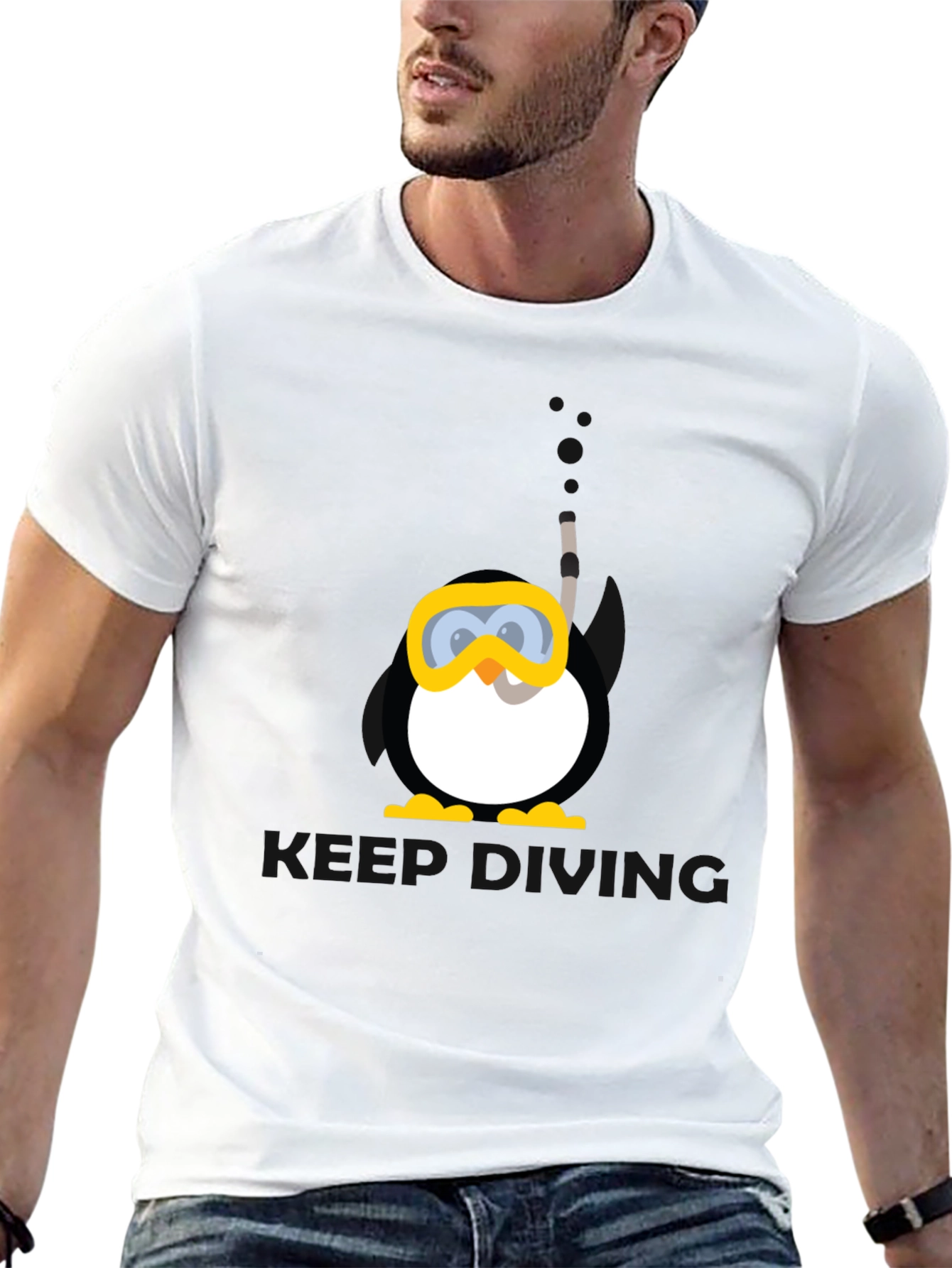 Scuba Penguin Graphic Tee - Black
