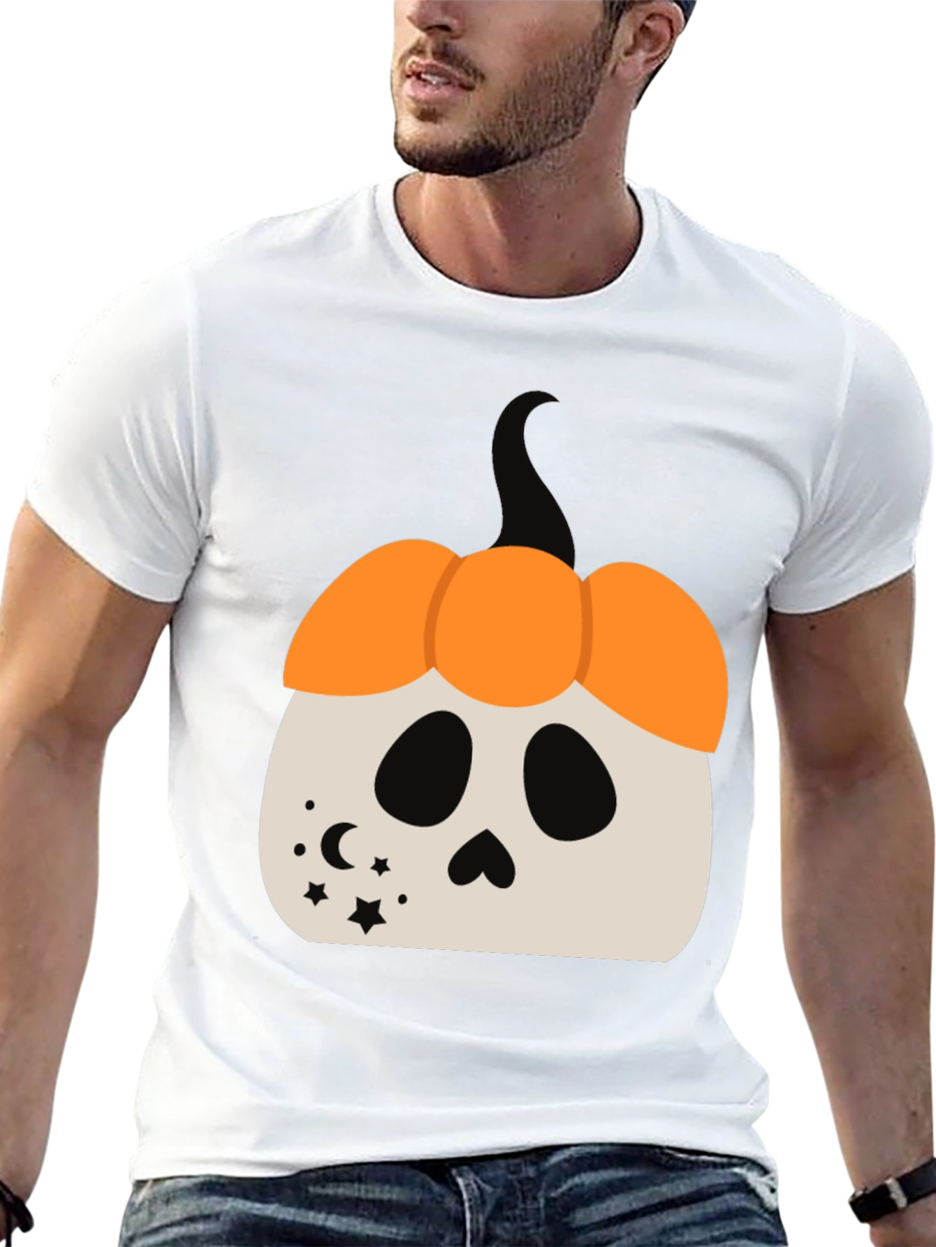 Halloween Pumpkin Skull Graphic Tee