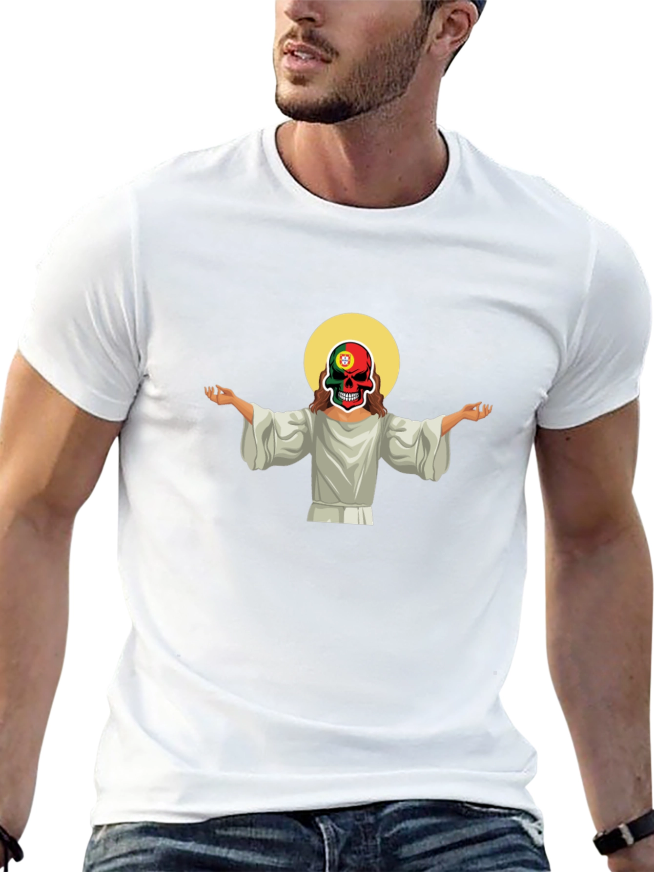 Jesus Skull Portugal Flag T-Shirt