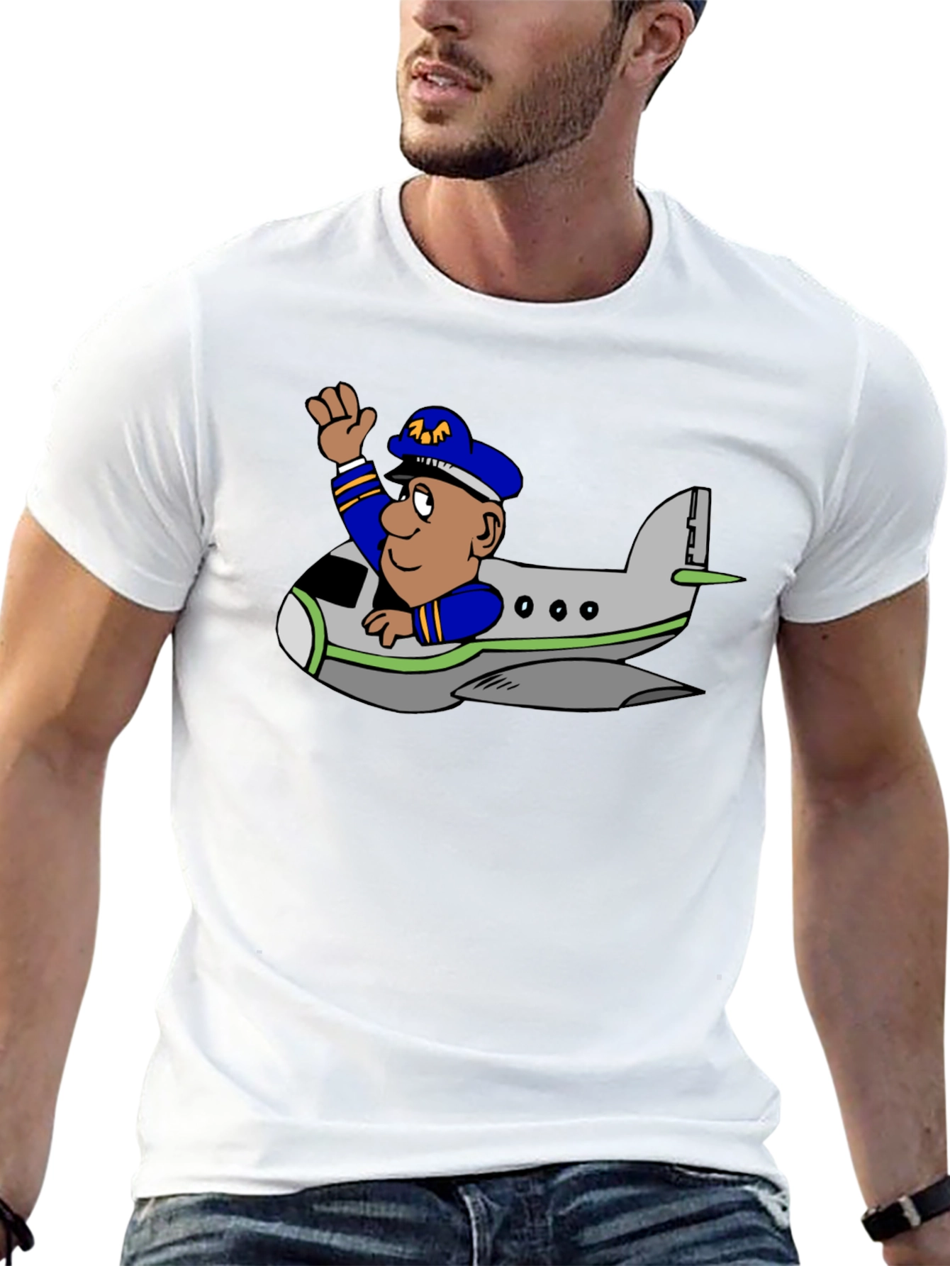 Pilot in Plane Graphic T-Shirt
