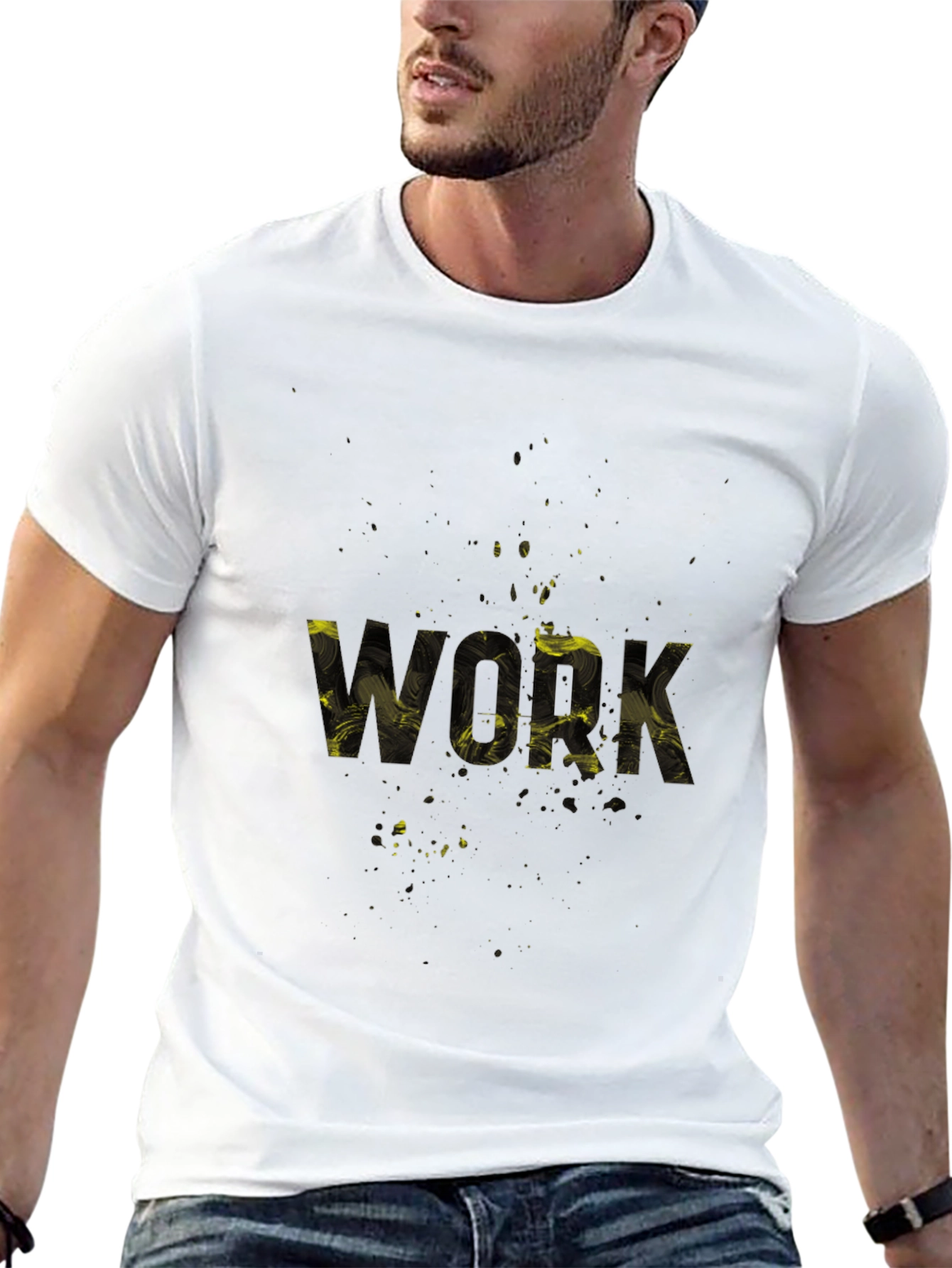 Black WORK Graphic Tee - Casual Comfort