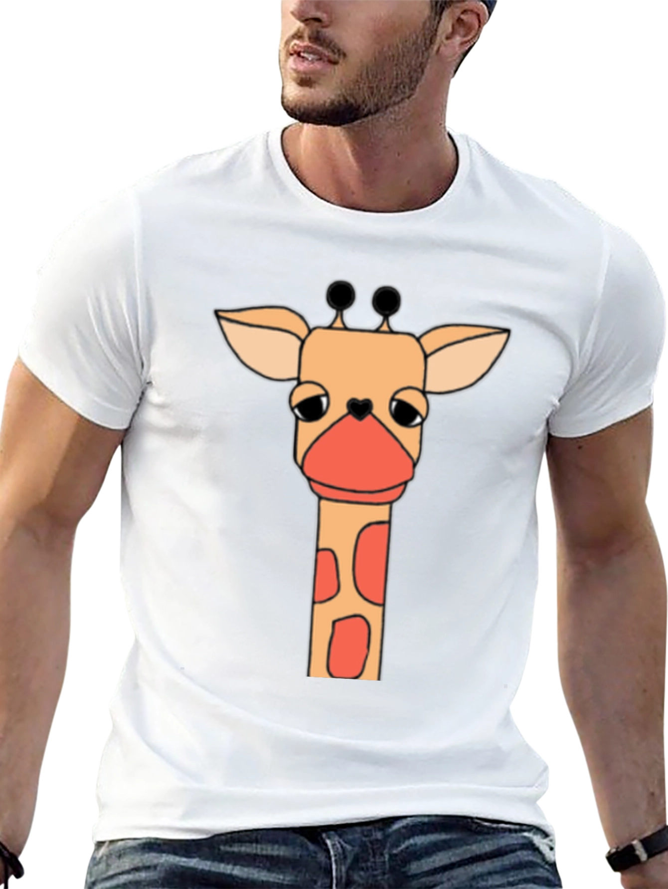 Giraffe Graphic Tee - Soft Black Cotton T-Shirt