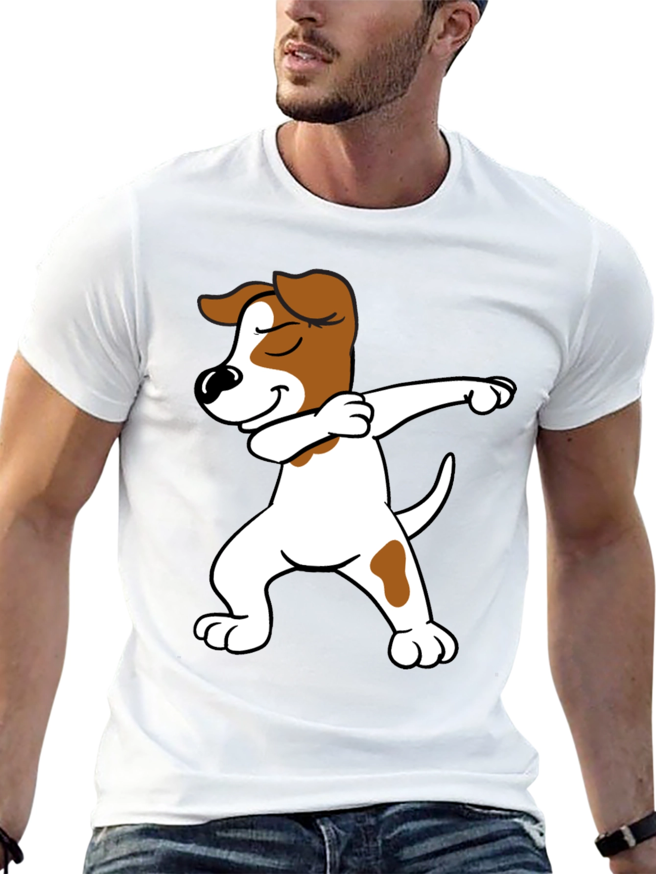 Dabbing Dog Graphic Tee - Black Cotton T-Shirt