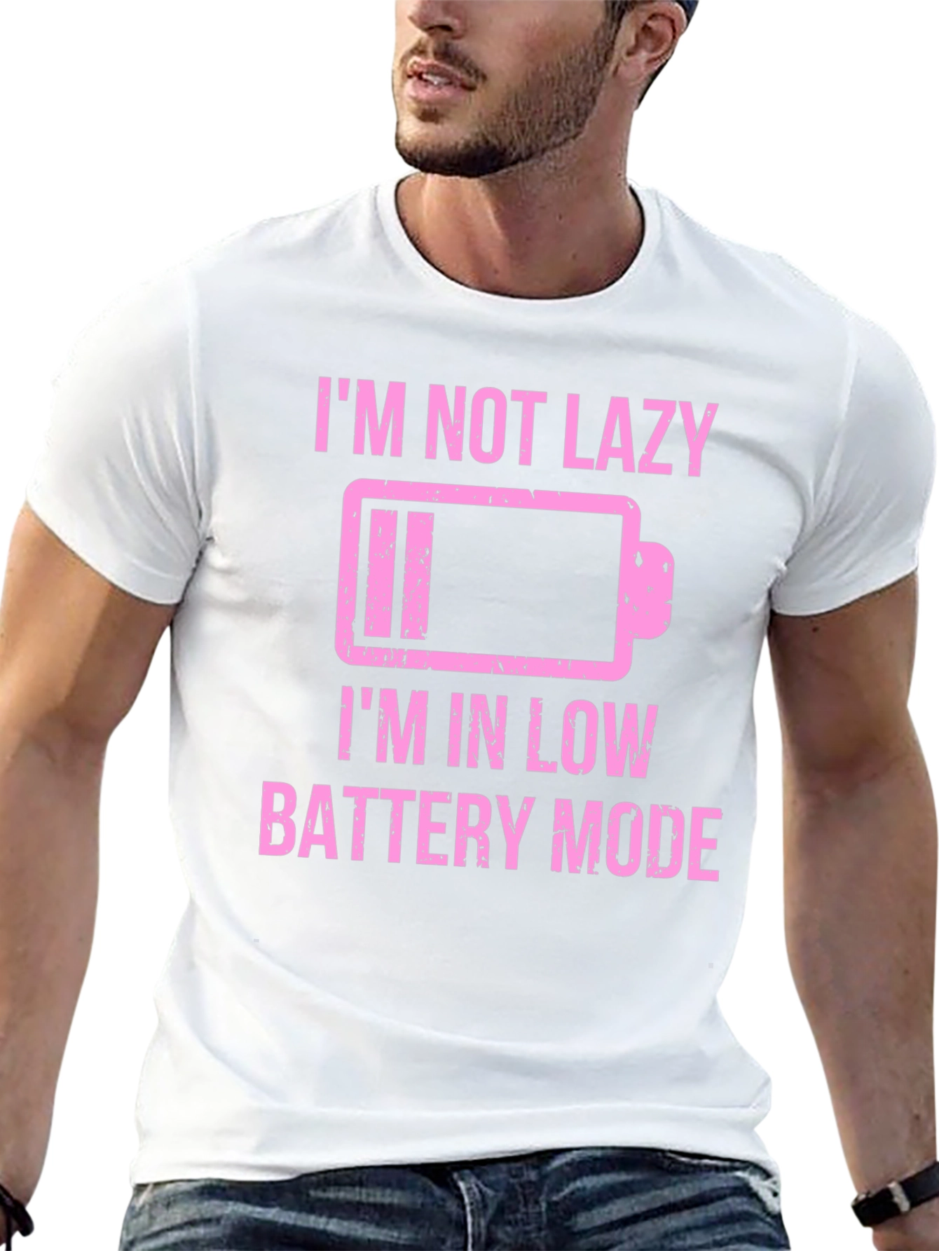 Funny Low Battery Mode Graphic Tee - Black