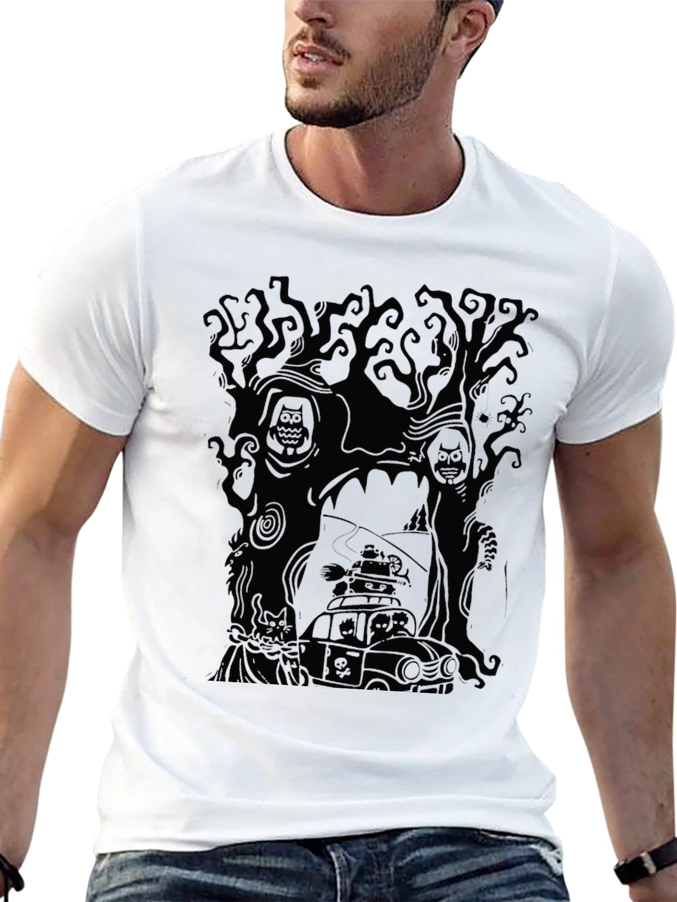 Spooky Halloween Graphic Tee - Black