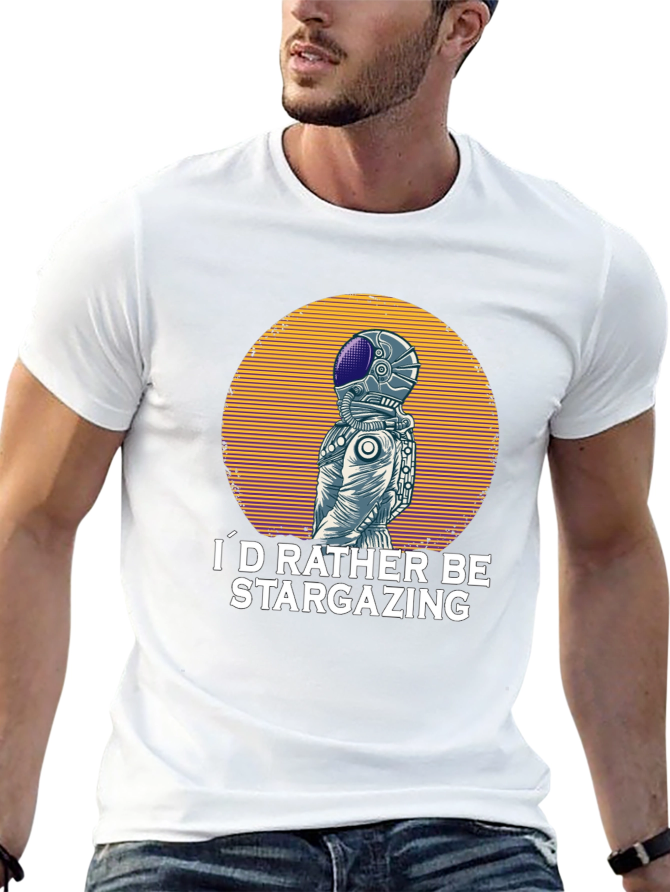 Stargazing Astronaut Graphic T-Shirt