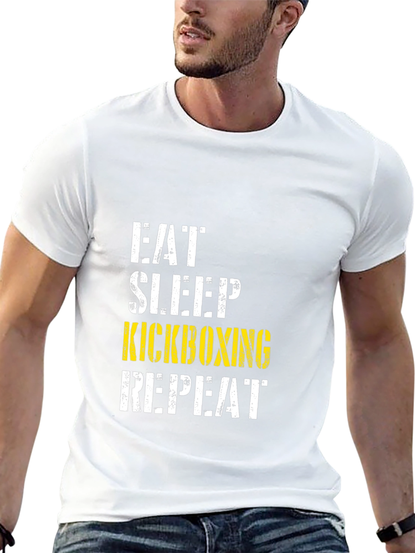 Eat Sleep Kickboxing Repeat Graphic Tee - Black